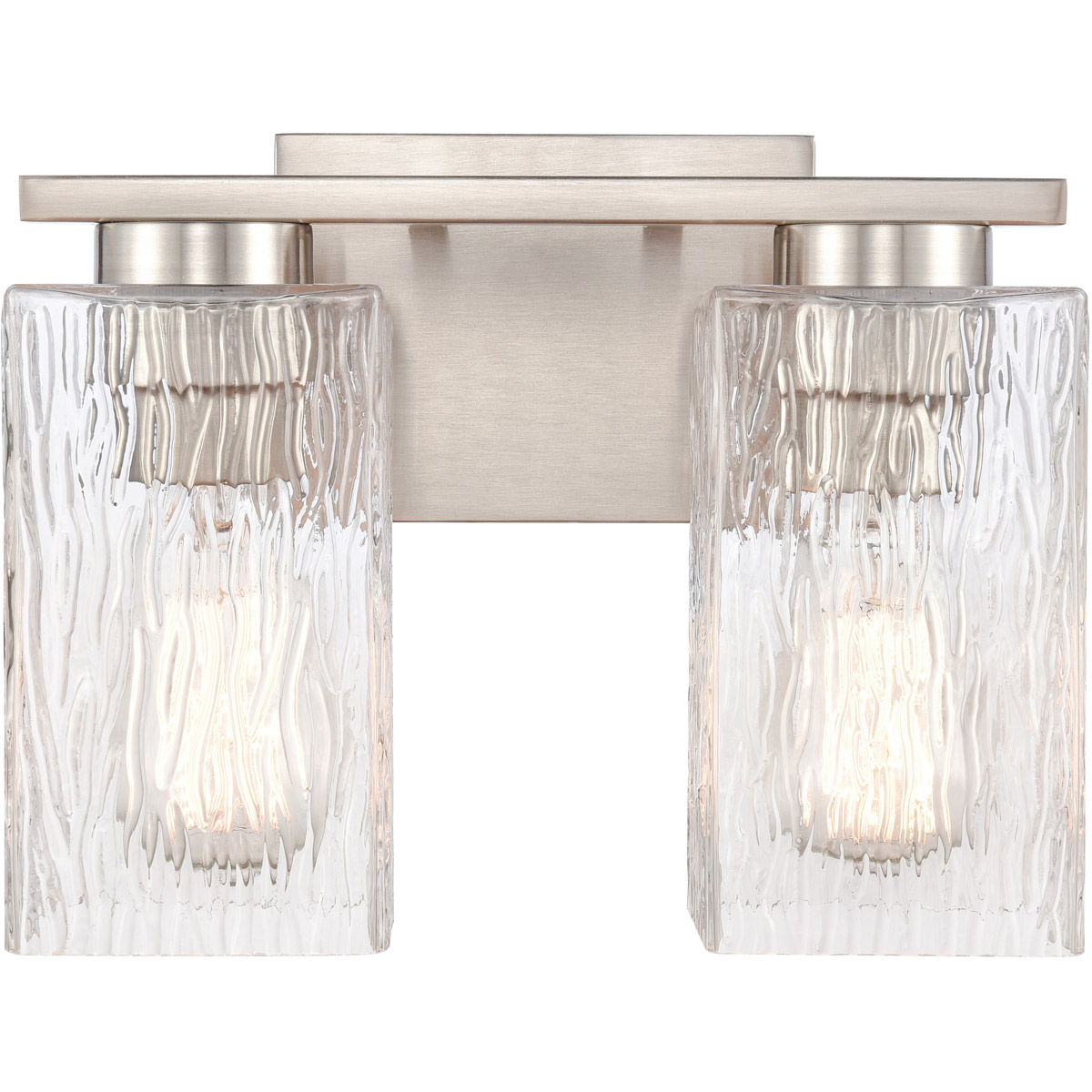 Juneau 2 Light 11 inch Satin Nickel Bath Vanity Light Wall Light in Clear Rippled Glass