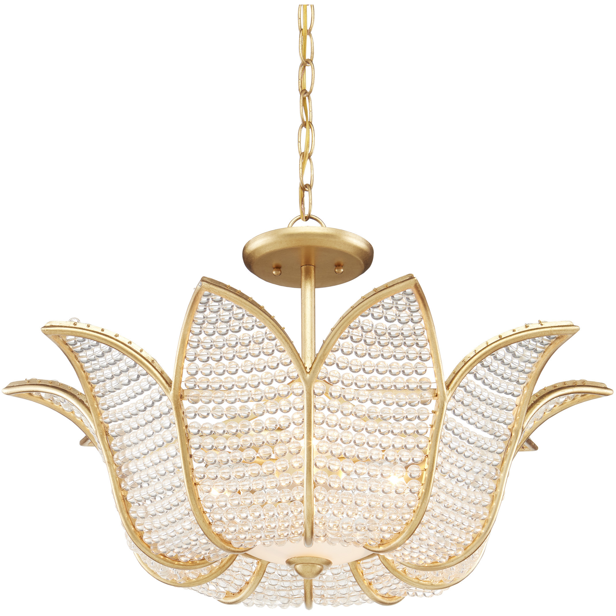 Bebe 3 Light 26.75 inch Contemporary Gold Leaf Chandelier Ceiling Light, Bunny Williams Collection