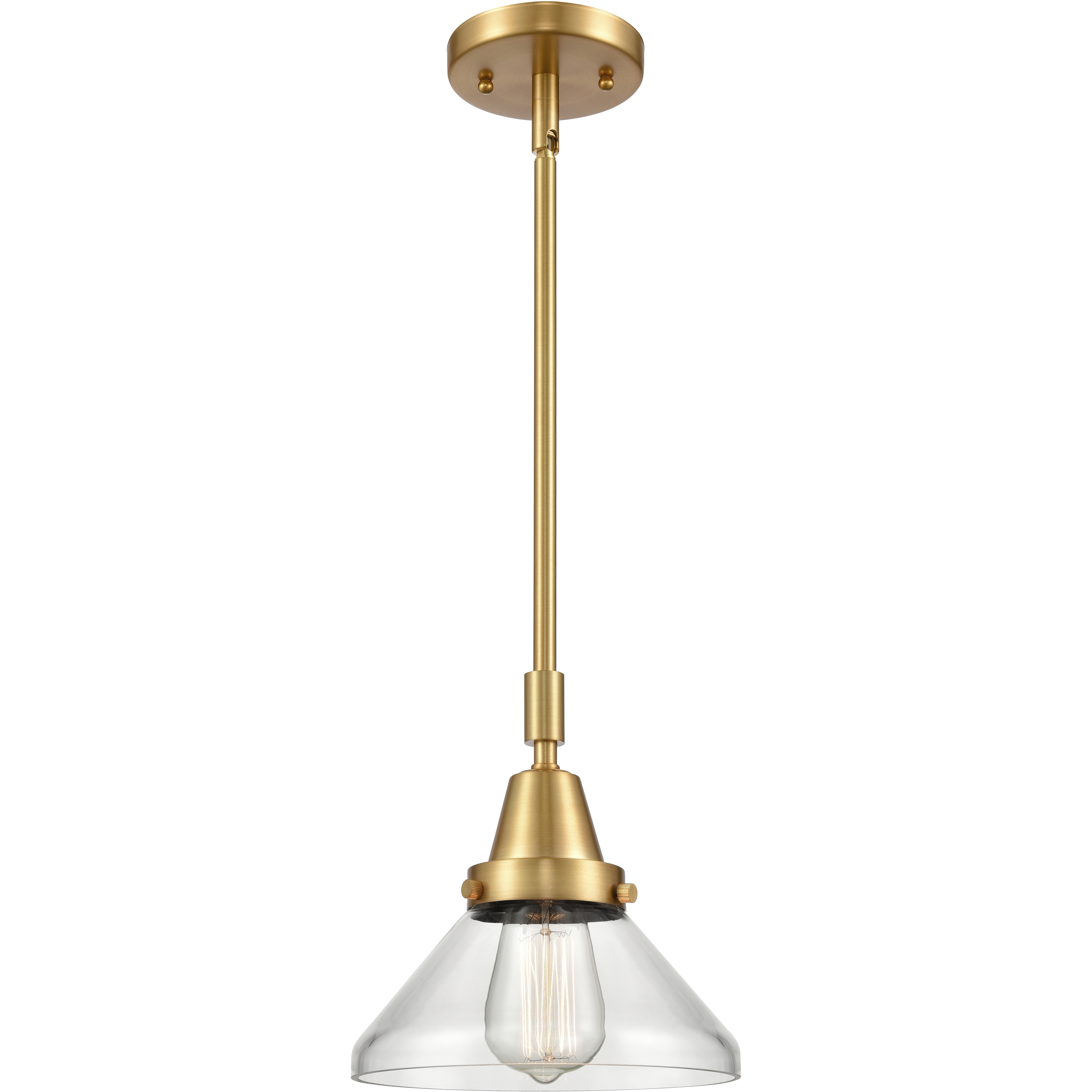 Franklin Restoration Caden 1 Light 8 inch Satin Gold Mini Pendant Ceiling Light in Clear Glass
