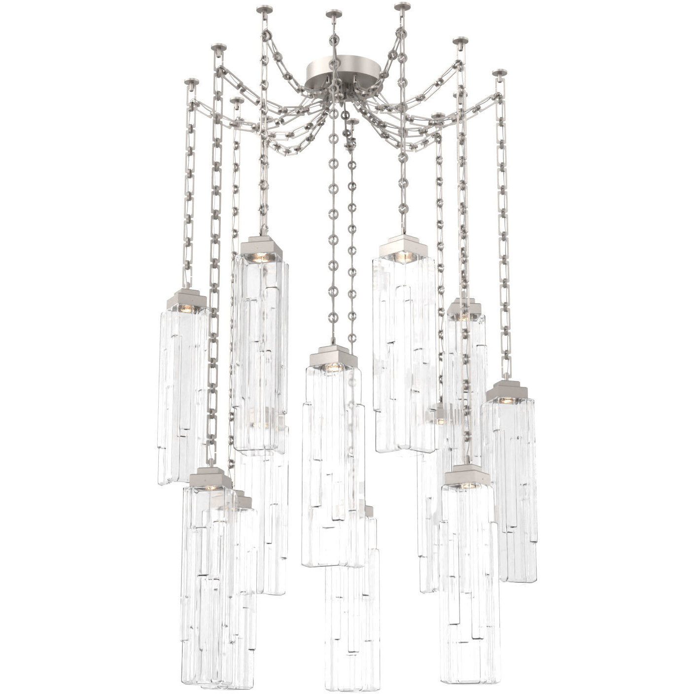 Ledgestone LED 13.5 inch Beige Silver Swag Multi-Pendant Ceiling Light in 2700K LED, Rectangular Chain