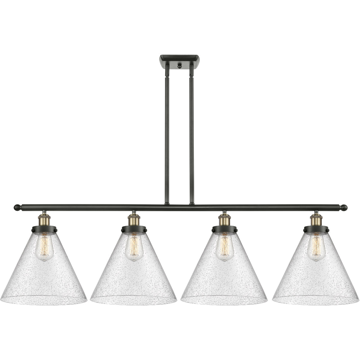 Ballston X-Large Cone LED 48 inch Black Antique Brass Island Light Ceiling Light in Seedy Glass