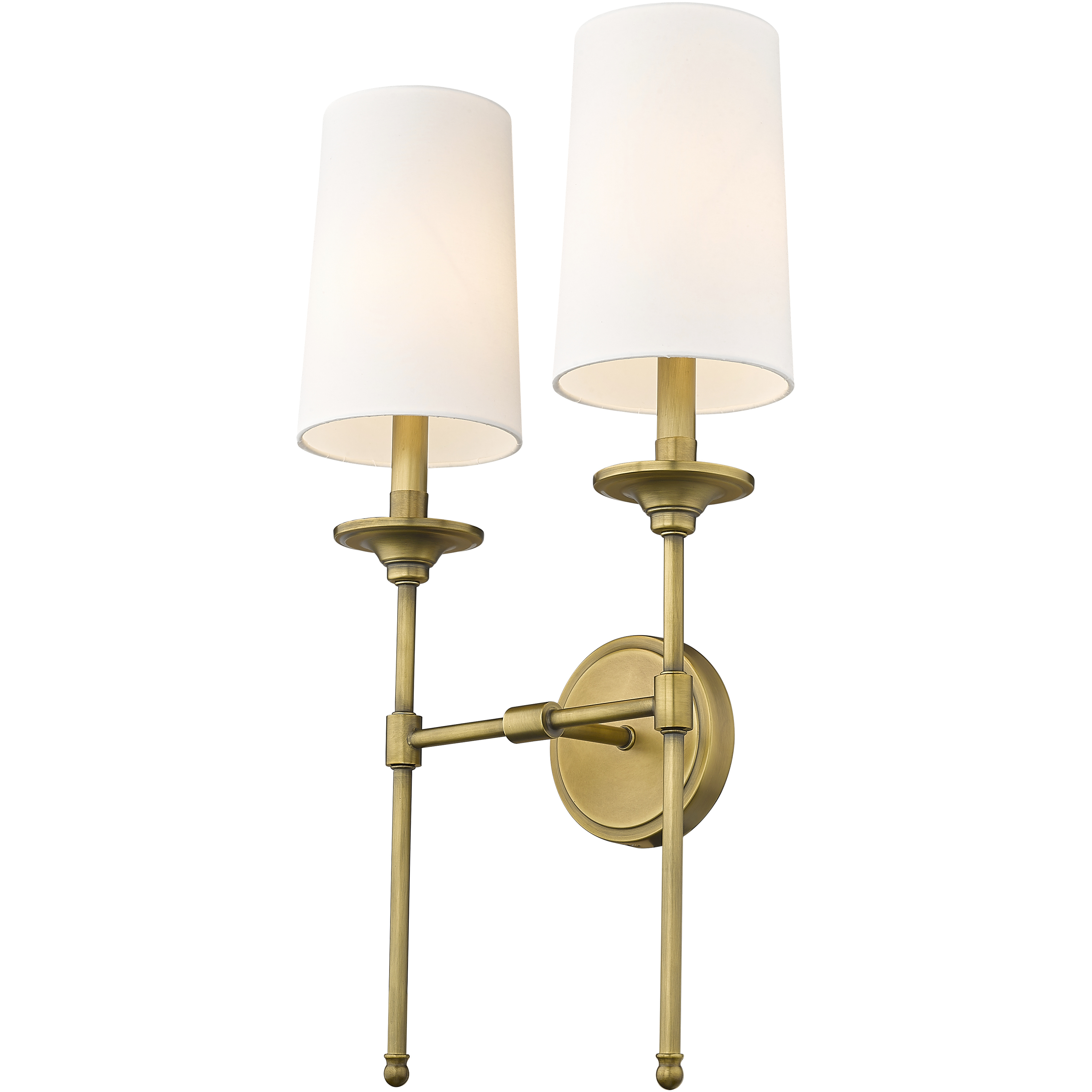 Emily 2 Light 13.75 inch Rubbed Brass Wall Sconce Wall Light