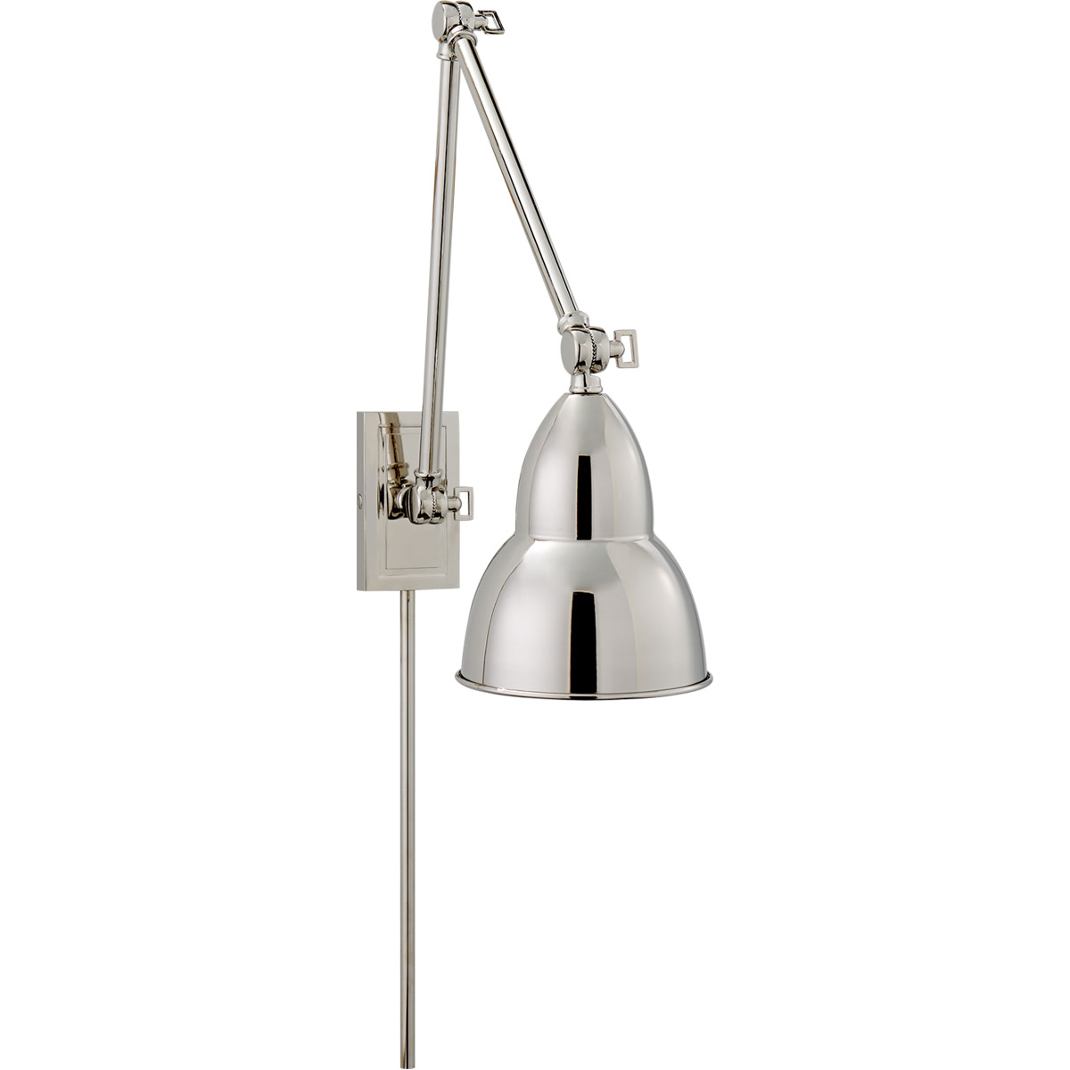 French Library2 16 inch 15 watt Polished Nickel Double Arm Wall Lamp Wall Light