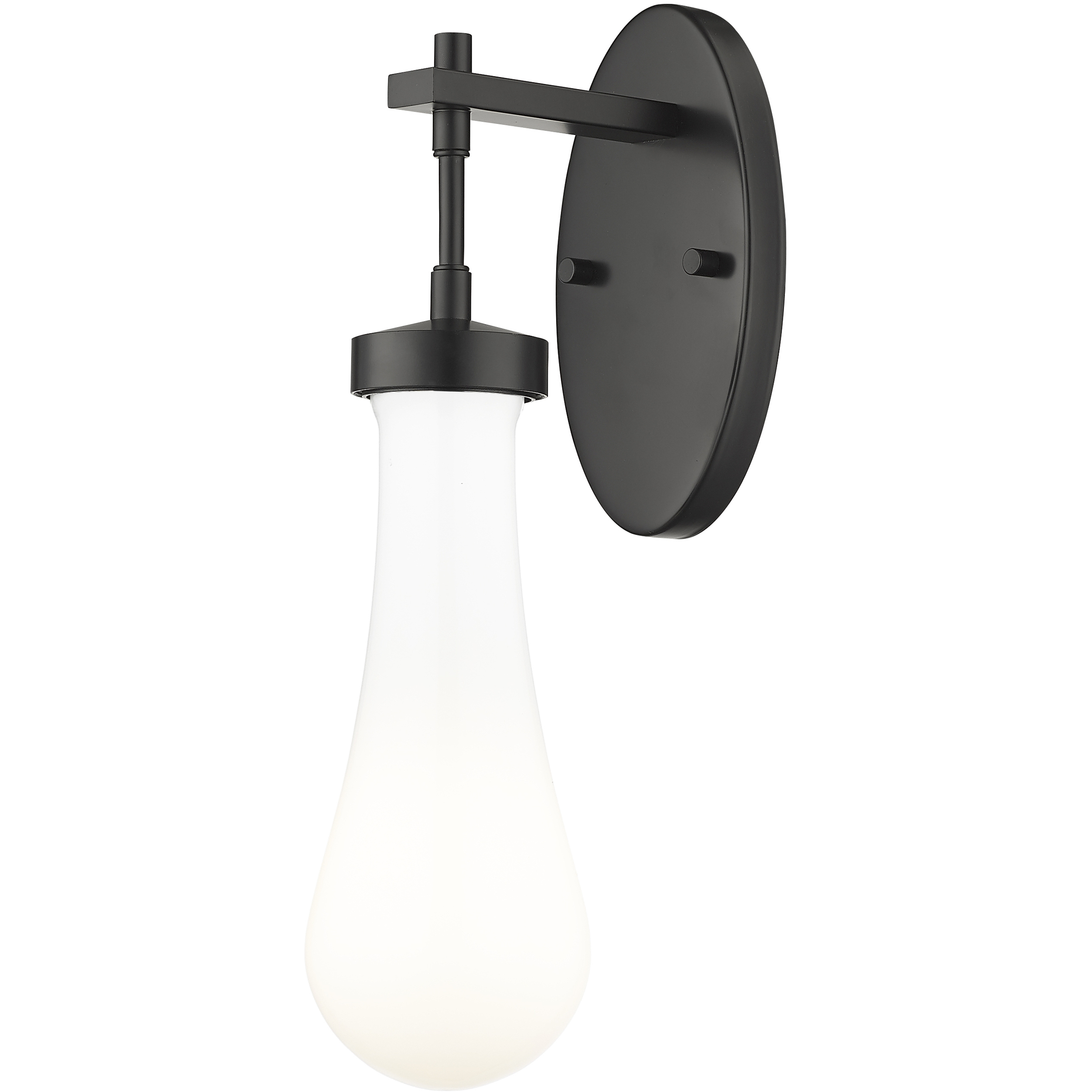 Downtown Urban Owego Armed Sconce Wall Light in Matte Black, Gloss White Glass