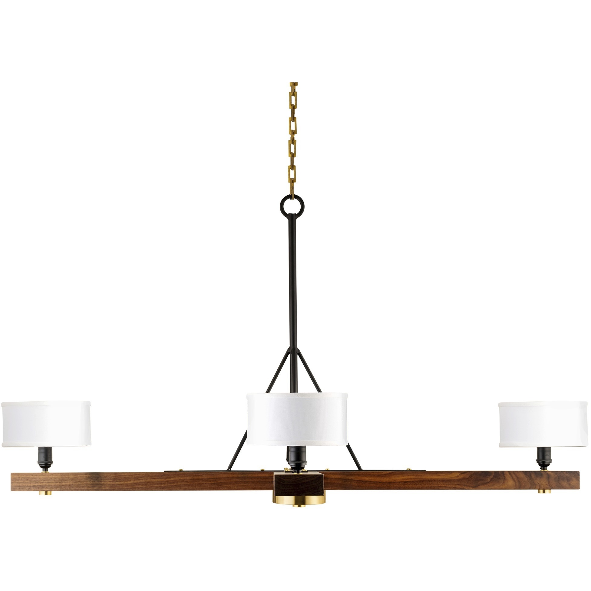 Hill Country 4 Light Matte Black and Natural Walnut Chandelier Ceiling Light