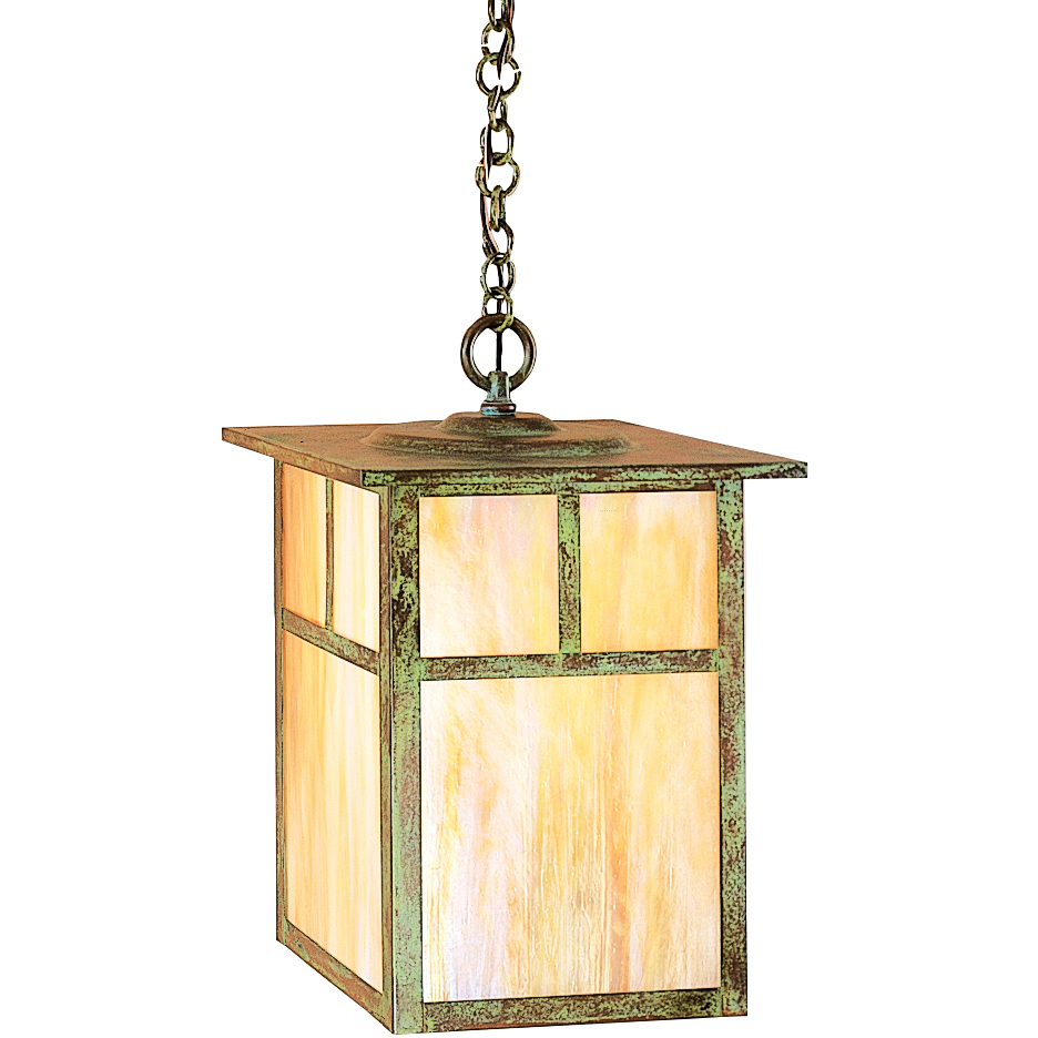 Mission 1 Light 15 inch Verdigris Patina Pendant Ceiling Light in White Opalescent, T-Bar Overlay