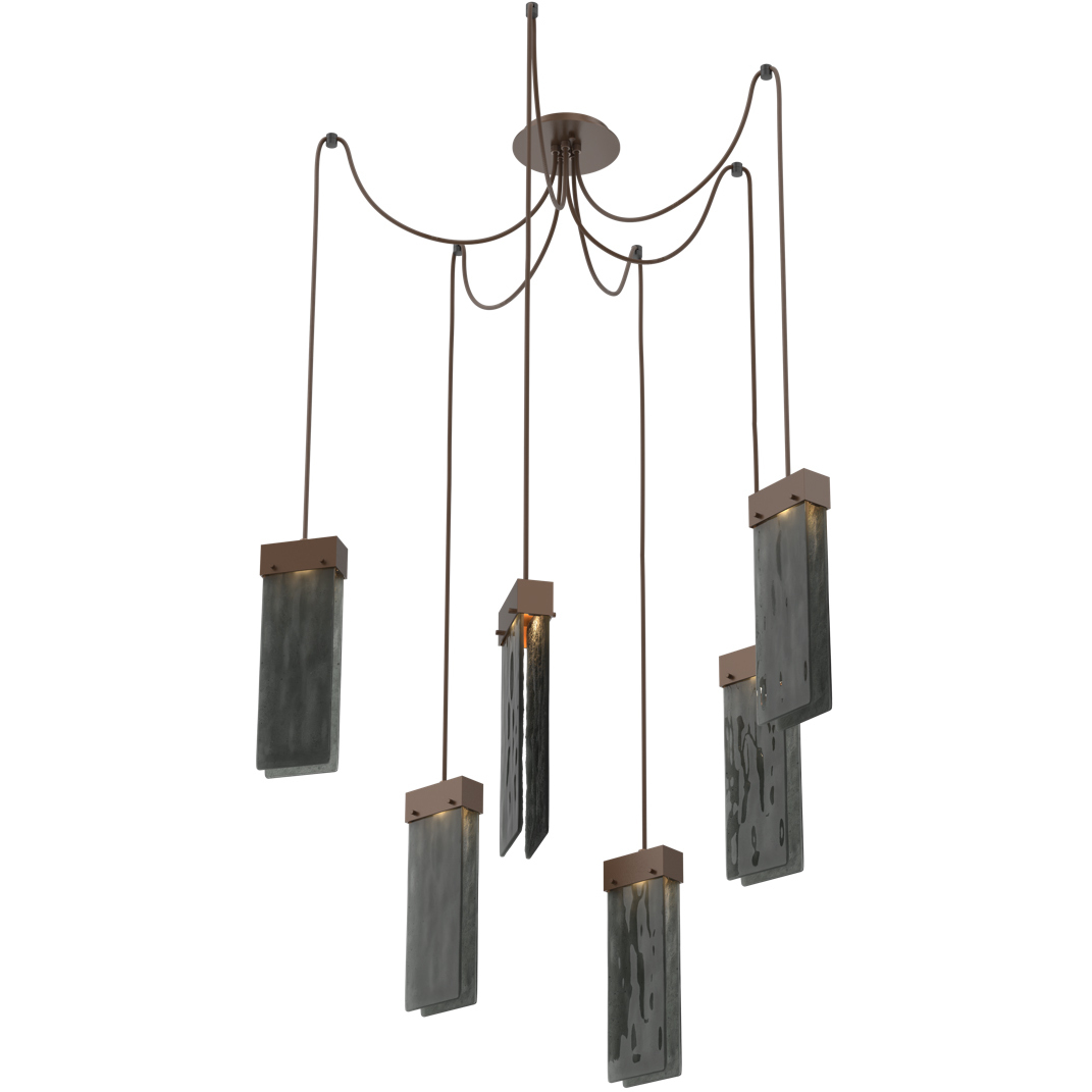 Parallel LED 13.3 inch Burnished Bronze Swag Multi-Pendant Ceiling Light in Smoke Granite, 2700K LED