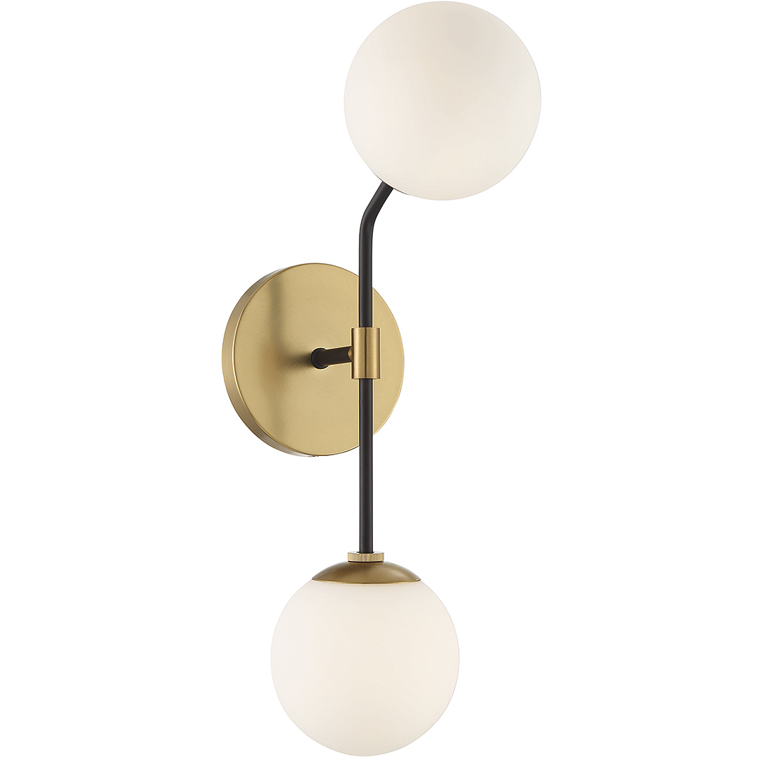 Stella 2 Light 5.5 inch Matte Black with Natural Brass Wall Sconce Wall Light