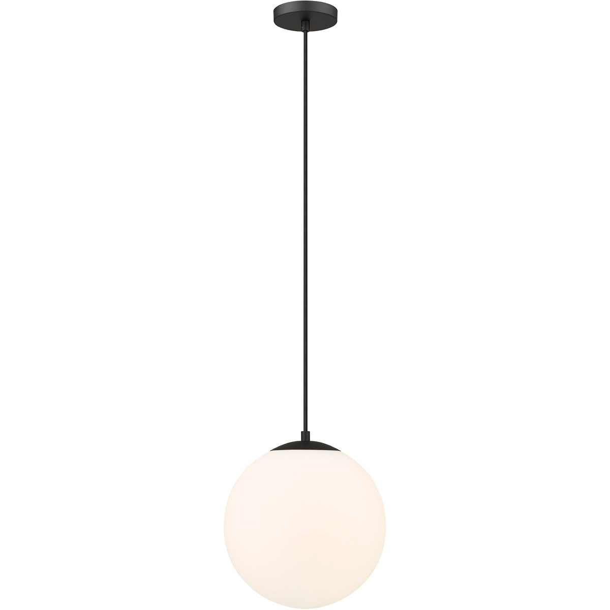 Tolland LED 12 inch Matte Black Mini Pendant Ceiling Light in Matte White Glass