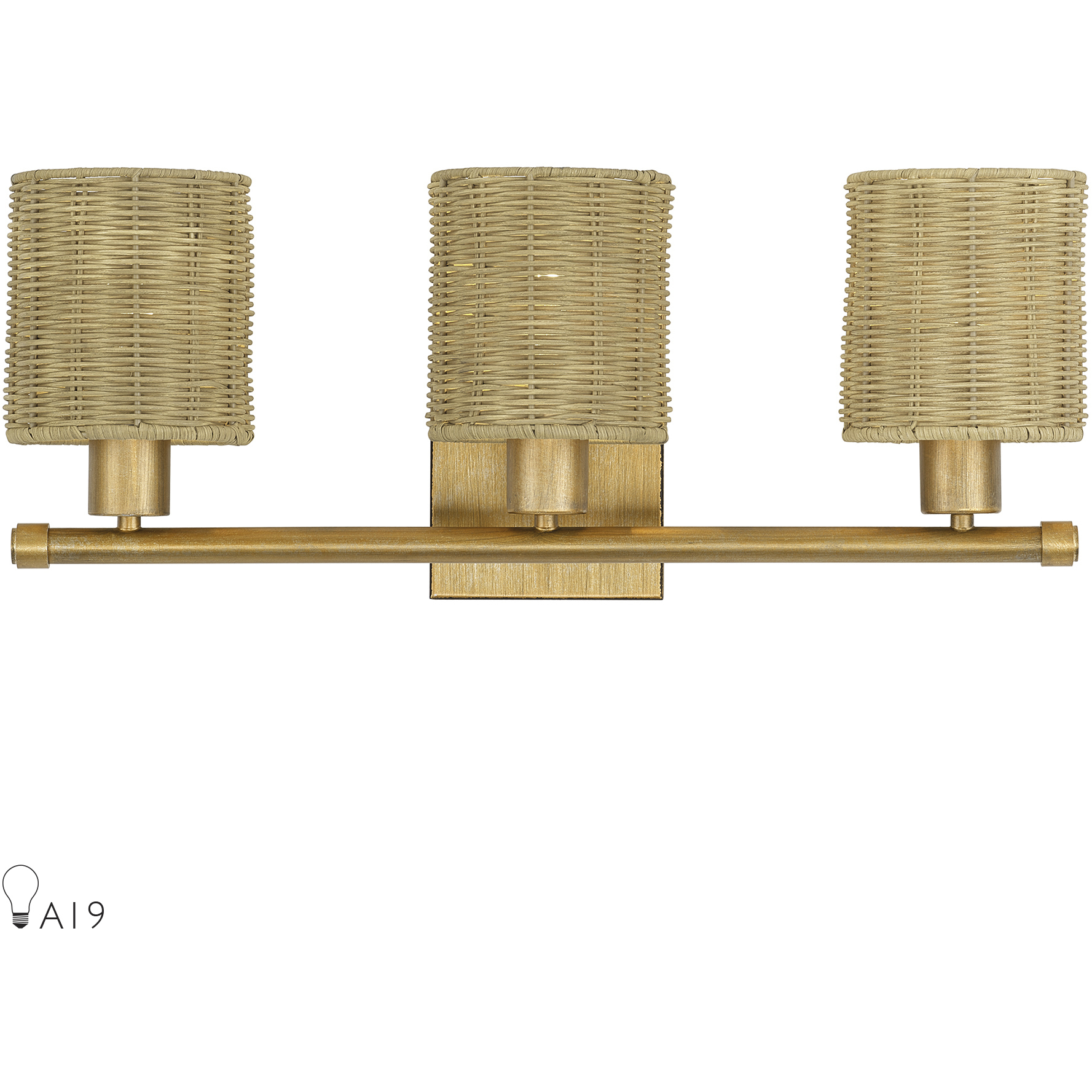 Weavington 3 Light 23.5 inch Antique Gold Leaf Vanity Wall Sconce Wall Light