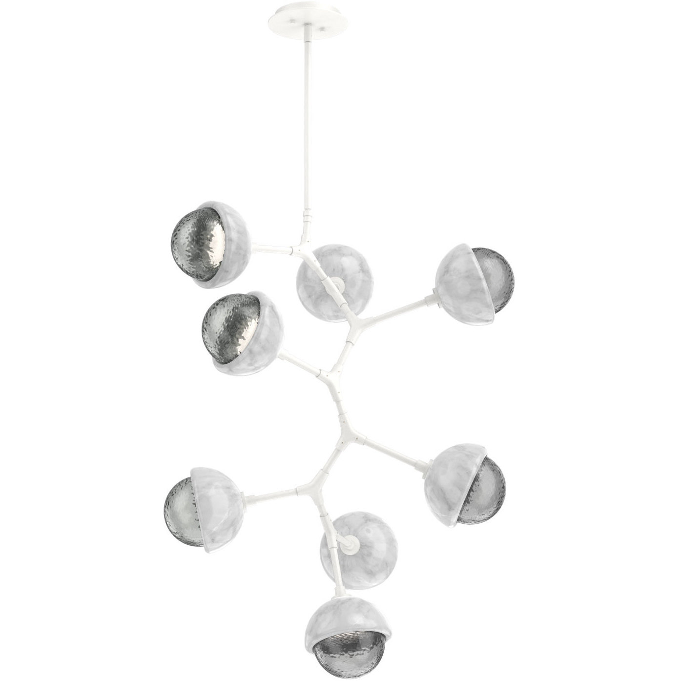 Cabochon LED 26 inch Salt White with White Marble Chandelier Ceiling Light in 3000K LED, Smoke, Modern Vine