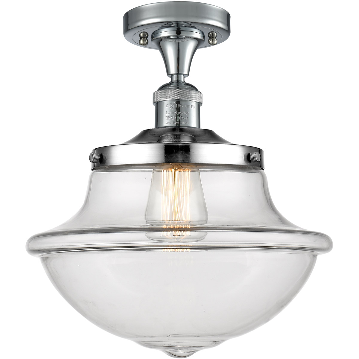 Franklin Restoration Large Oxford 1 Light 12 inch Polished Chrome Semi-Flush Mount Ceiling Light, Franklin Restoration