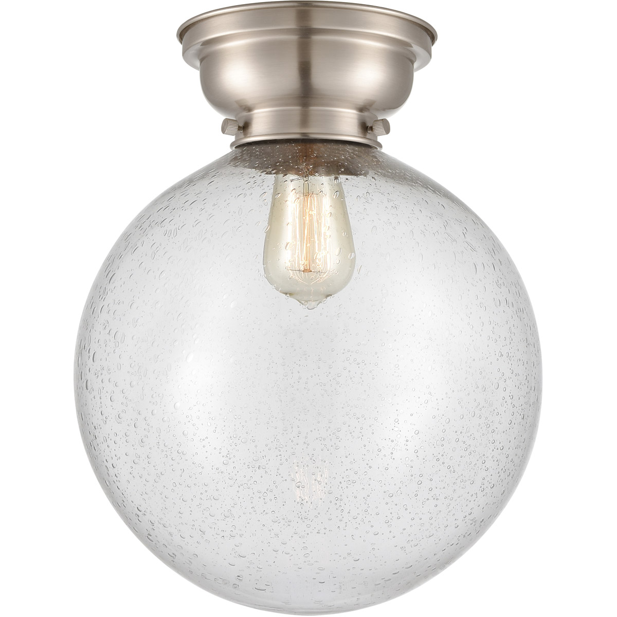 Aditi XX-Large Beacon LED 12 inch Brushed Satin Nickel Flush Mount Ceiling Light in Seedy Glass, Aditi