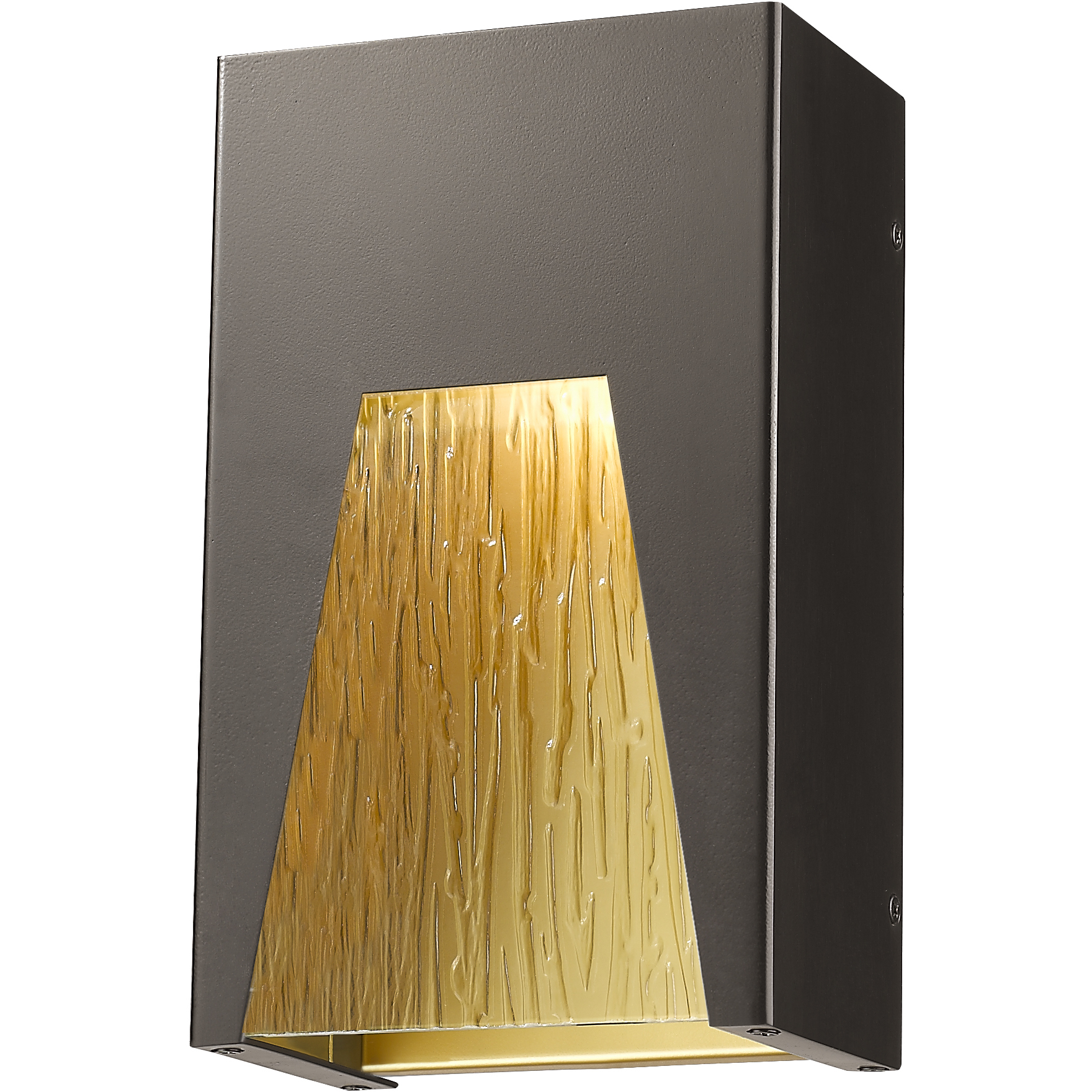 Millenial LED 10 inch Bronze Gold Outdoor Wall Light in Chisel Glass