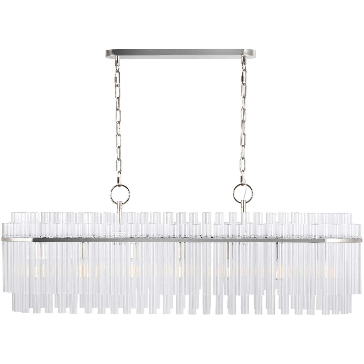 C&M by Chapman & Myers Beckett 7 Light 48 inch Polished Nickel Linear Chandelier Ceiling Light