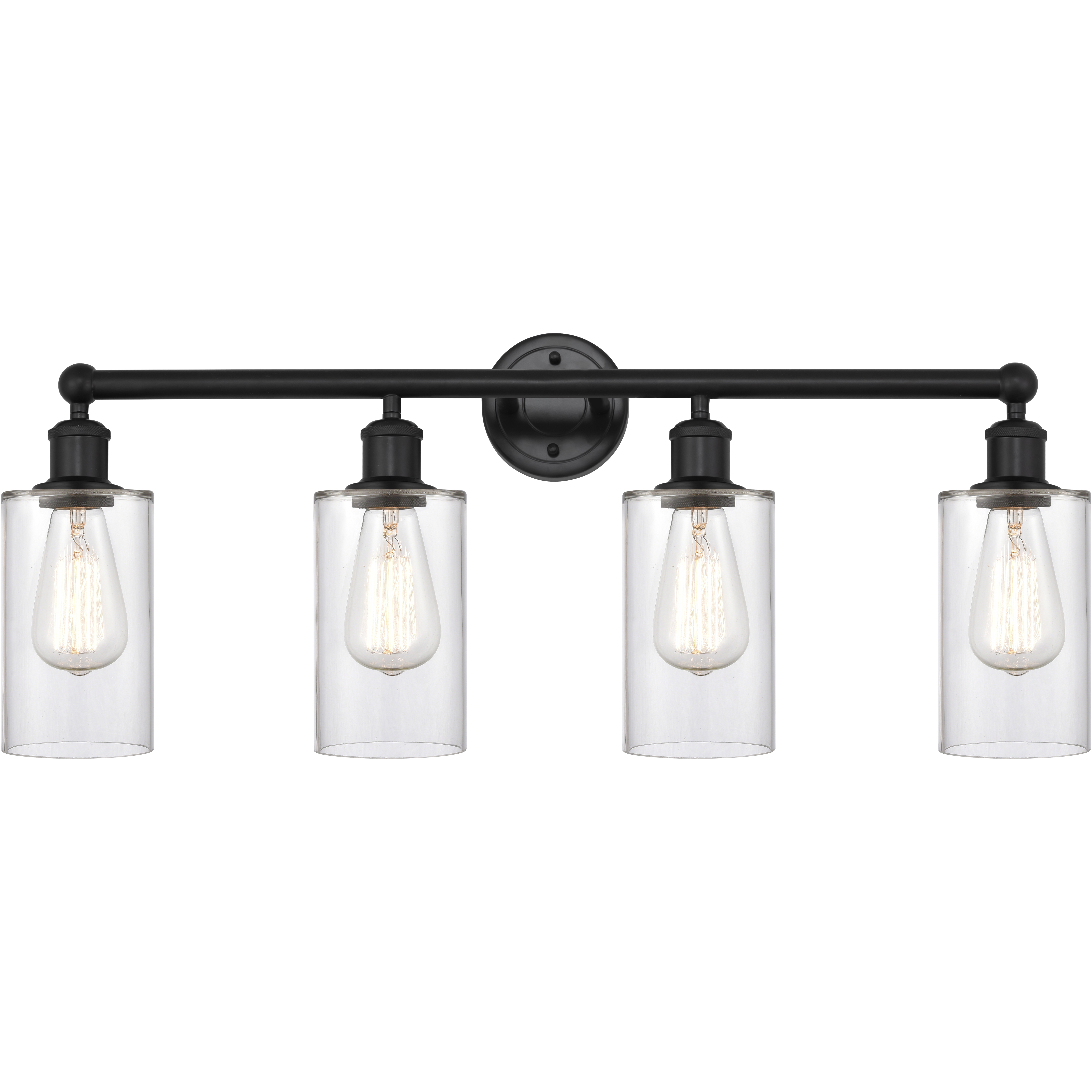 Edison Clymer 4 Light 31 inch Matte Black Bath Vanity Light Wall Light in Clear Glass