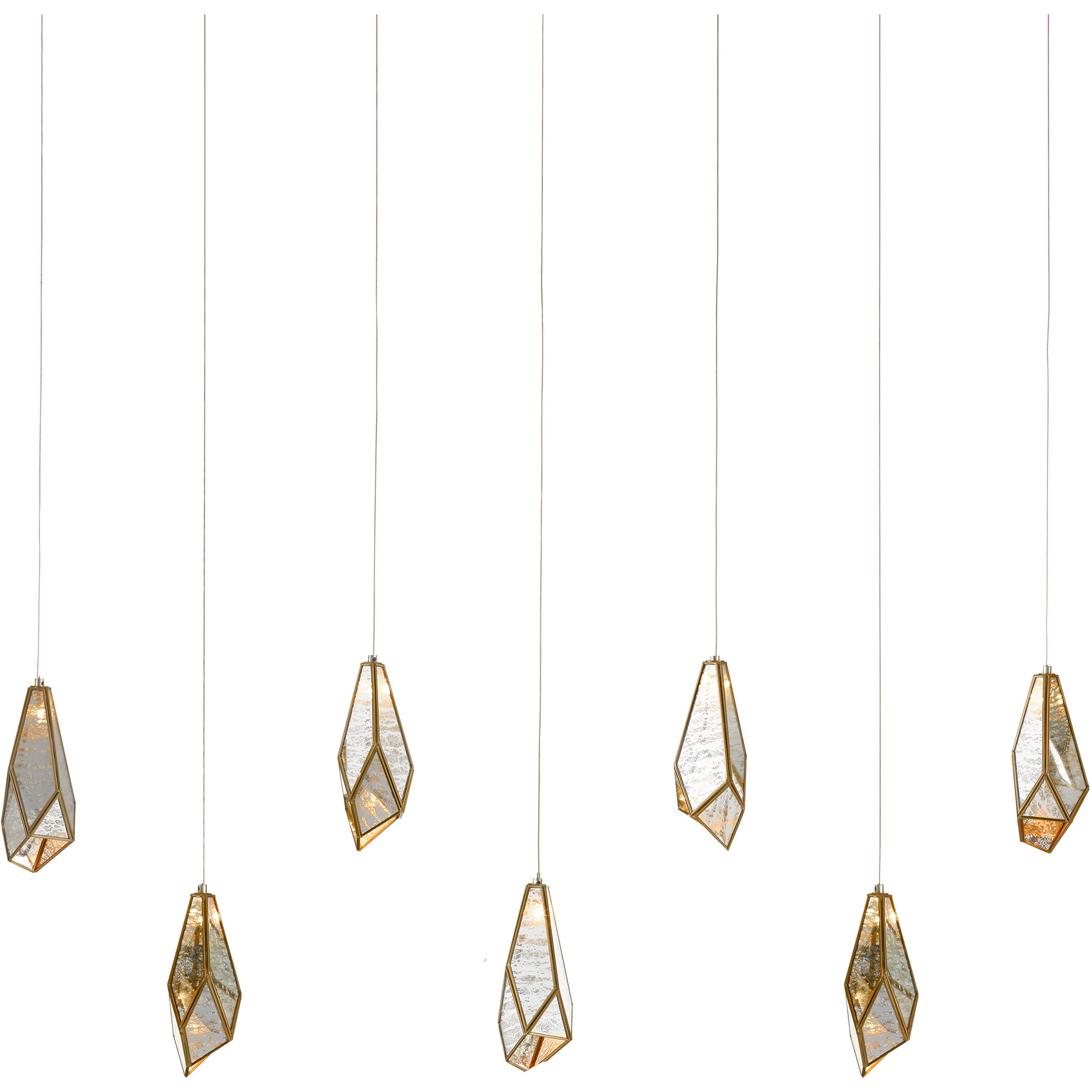 Glace 7 Light 58 inch Silver Multi-Drop Pendant Ceiling Light