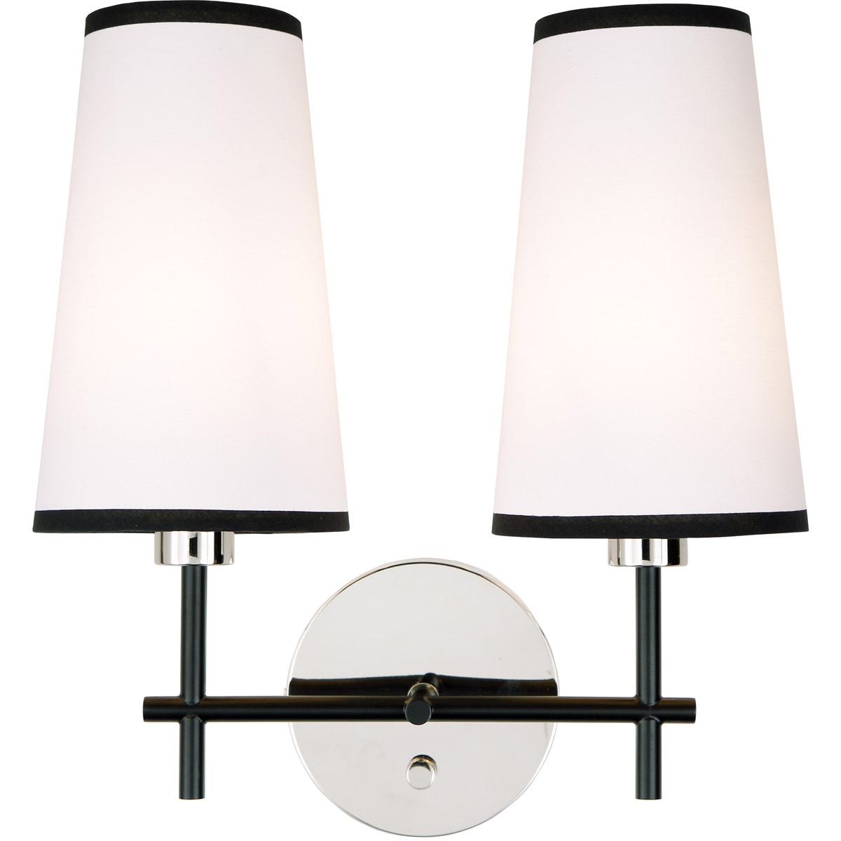 Bellevue 2 Light 14 inch Polished Nickel and Black Wall Sconce Wall Light