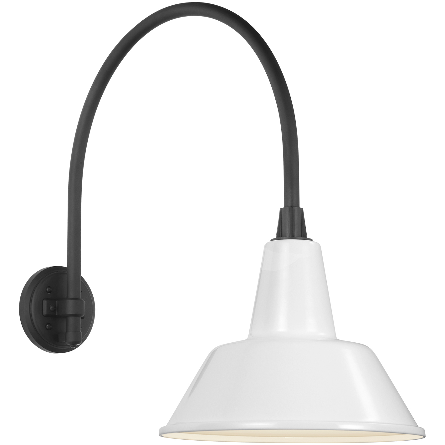 Thomas O'Brien Academy Barn Light LED 22 inch Matte Black Arched Mack Barn Light in 12.5" White Bowers Shade
