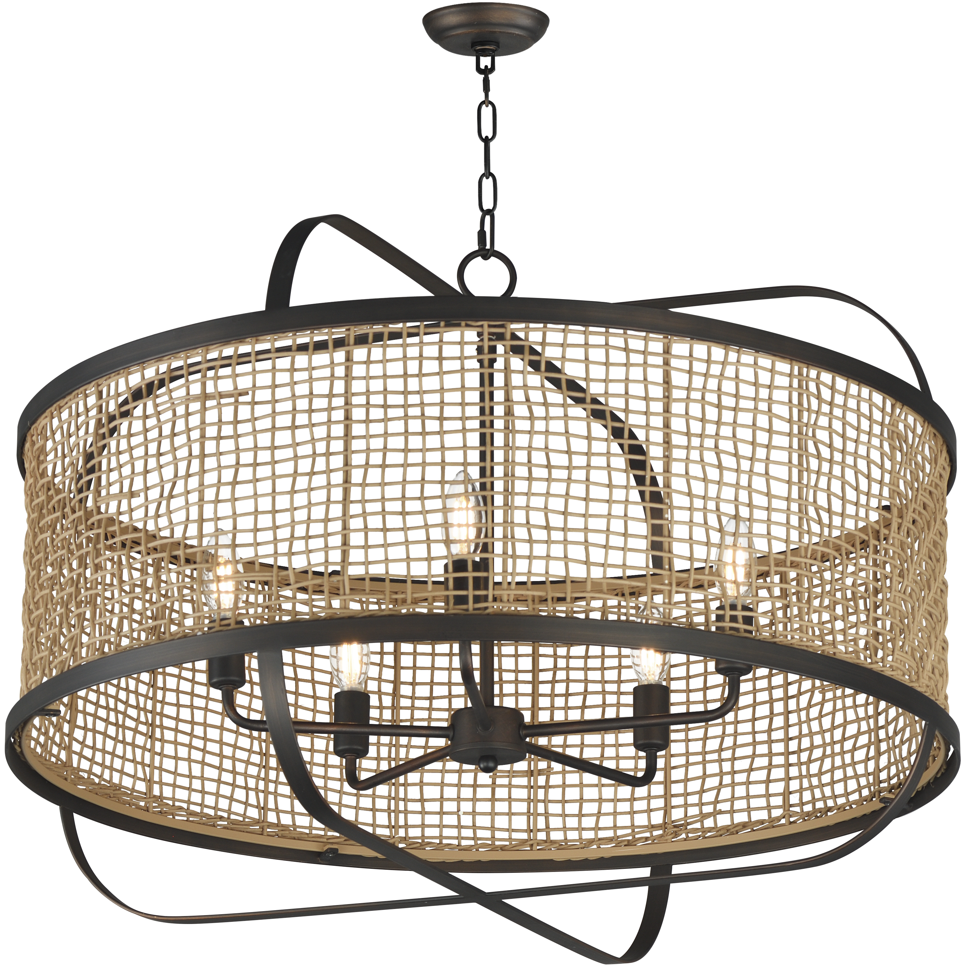 Cestino 5 Light 30 inch Antique Bronze Chandelier Ceiling Light