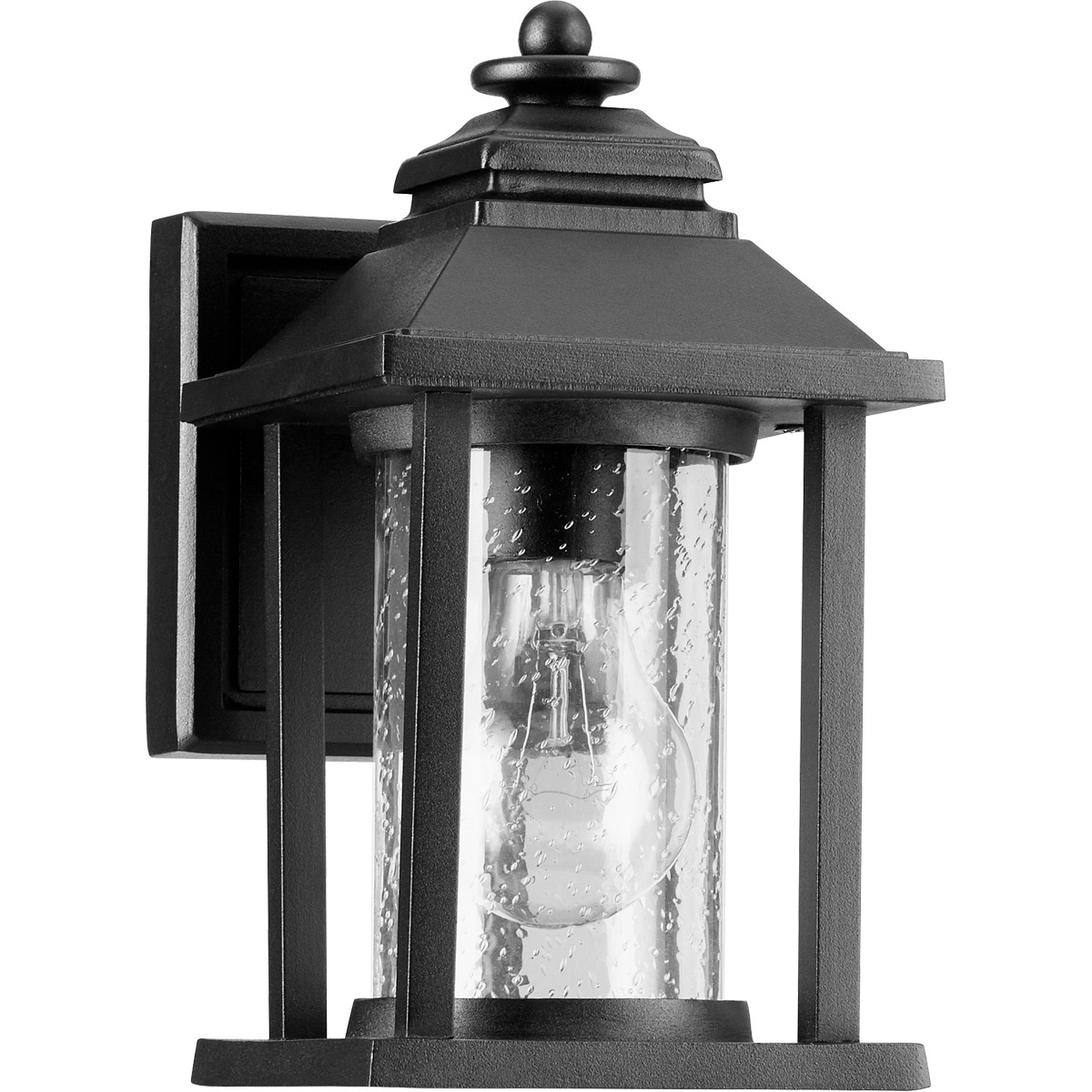 Crusoe 1 Light 9.25 inch Noir Outdoor Wall Lantern, Clear Seeded