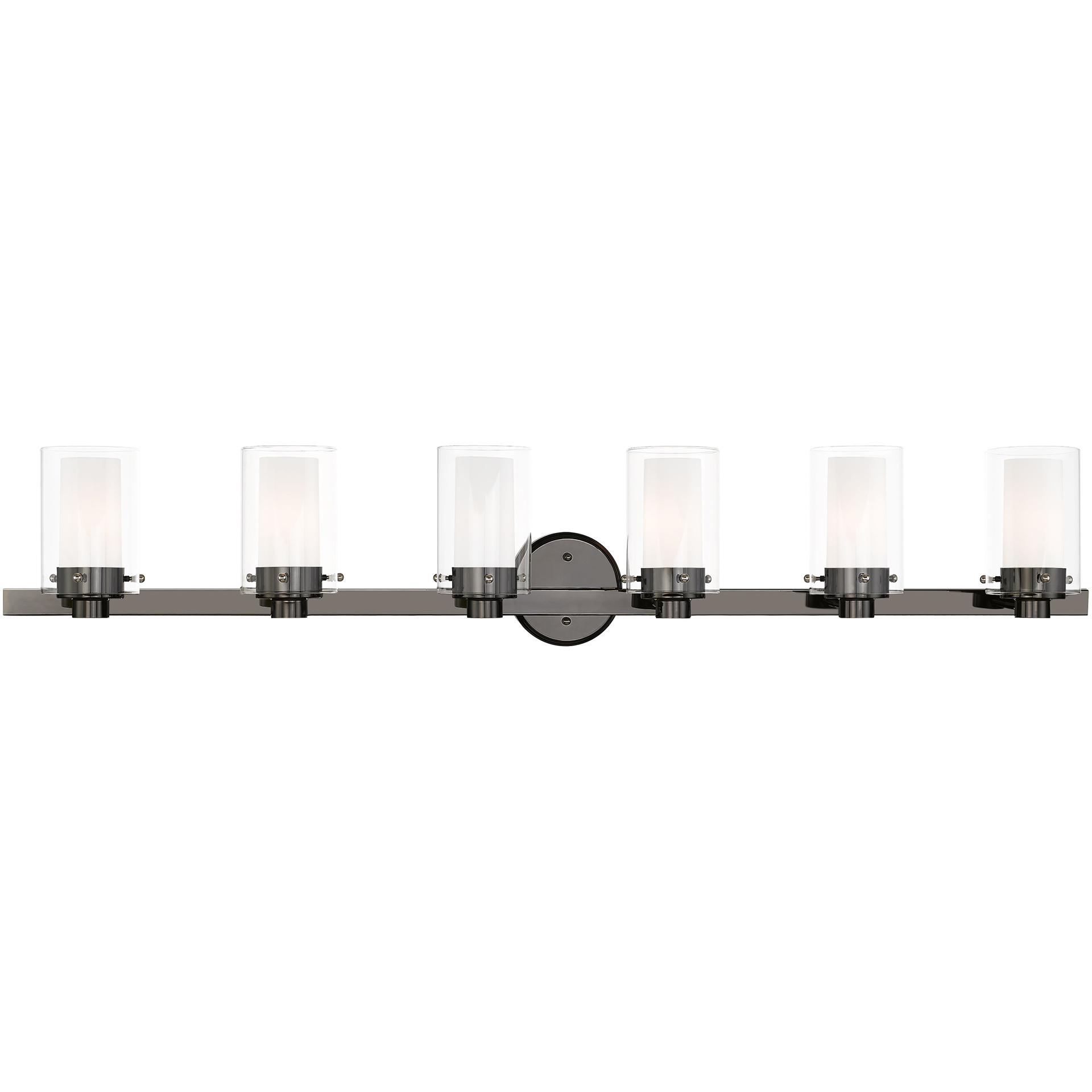 Manhattan 6 Light 47.5 inch Black Chrome with Polished Chrome Accents Vanity Sconce Wall Light in Polished Black Chrome