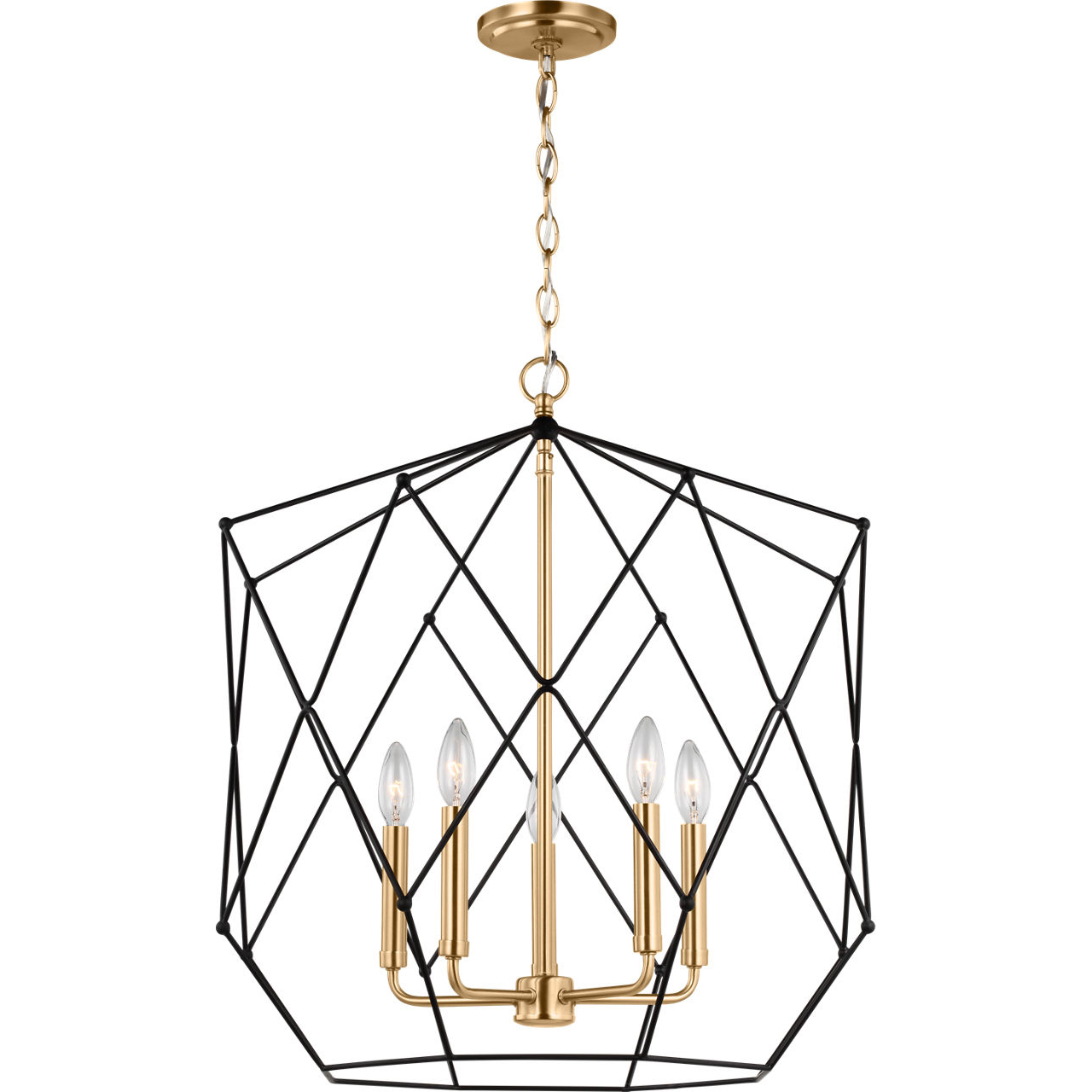 Zarra 5 Light 23 inch Satin Brass Pendant Ceiling Light