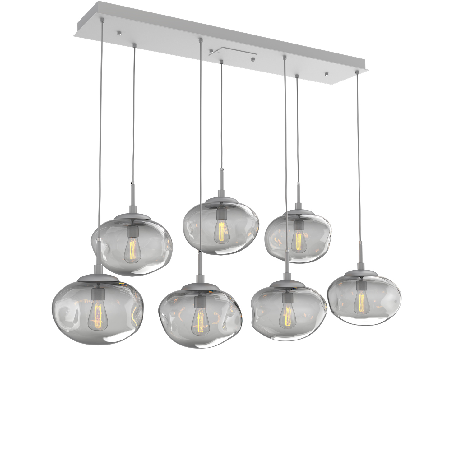 Nova Incandescent 7 Light Classic Silver Linear Pendant Ceiling Light in Smoke, Multi-Pendant