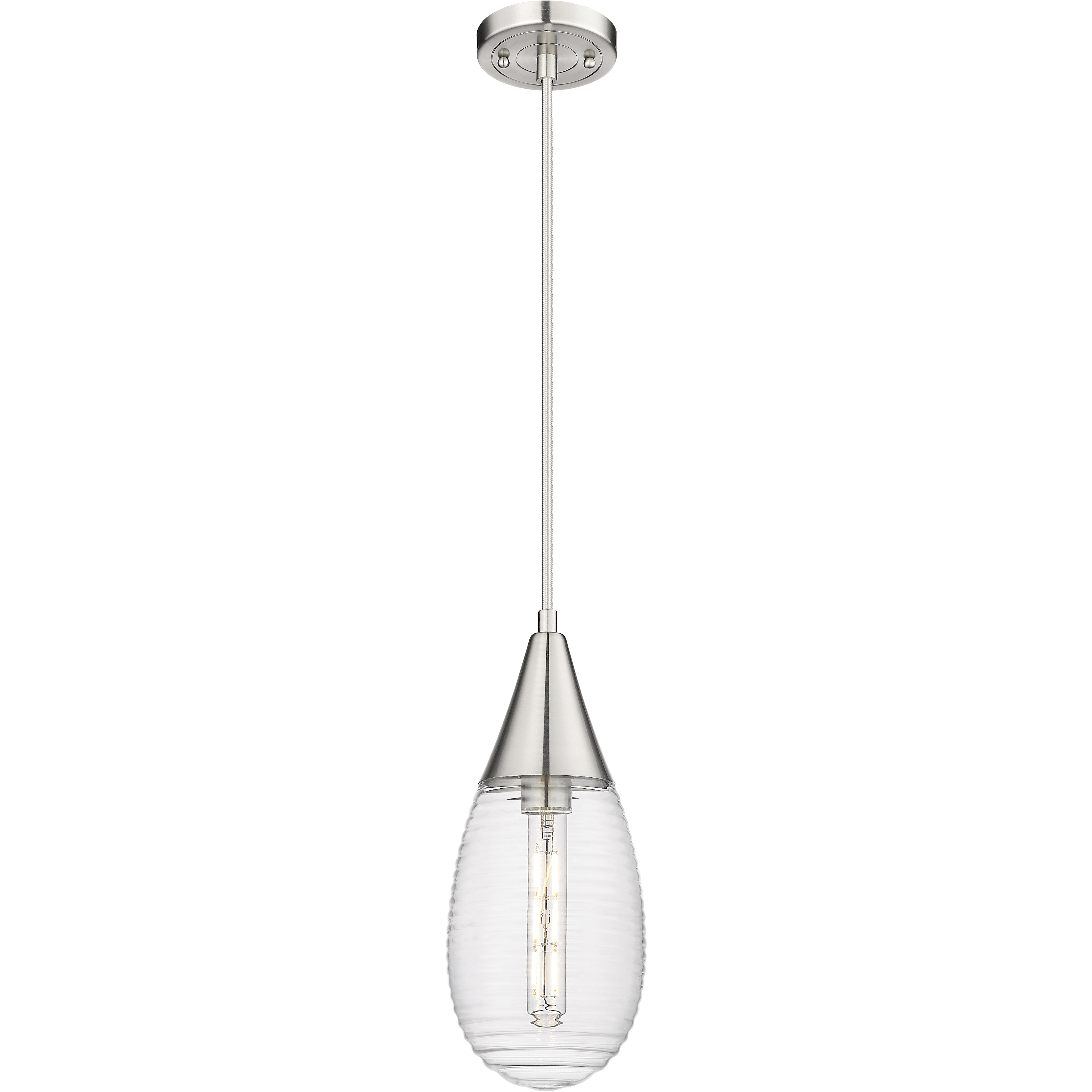 Malone 1 Light 6 inch Satin Nickel Pendant Ceiling Light in Striped Clear Glass
