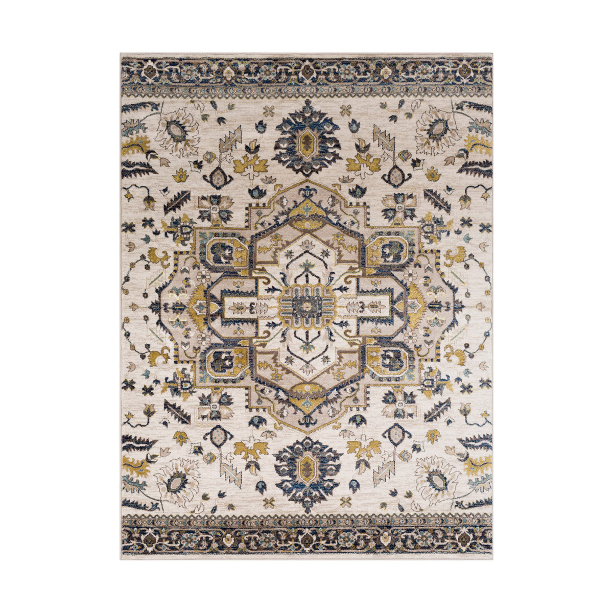 Macduff 87 X 63 inch Camel/Navy/Ivory/Sky Blue/Butter/Charcoal/White Rugs, Rectangle