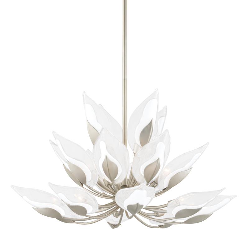 Blossom 20 Light 40.5 inch Silver Leaf Chandelier Ceiling Light