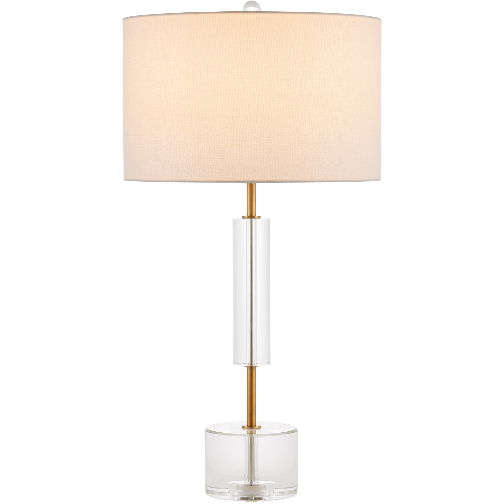 Deville 31 inch 150 watt Clear and Antique Brass Table Lamp Portable Light