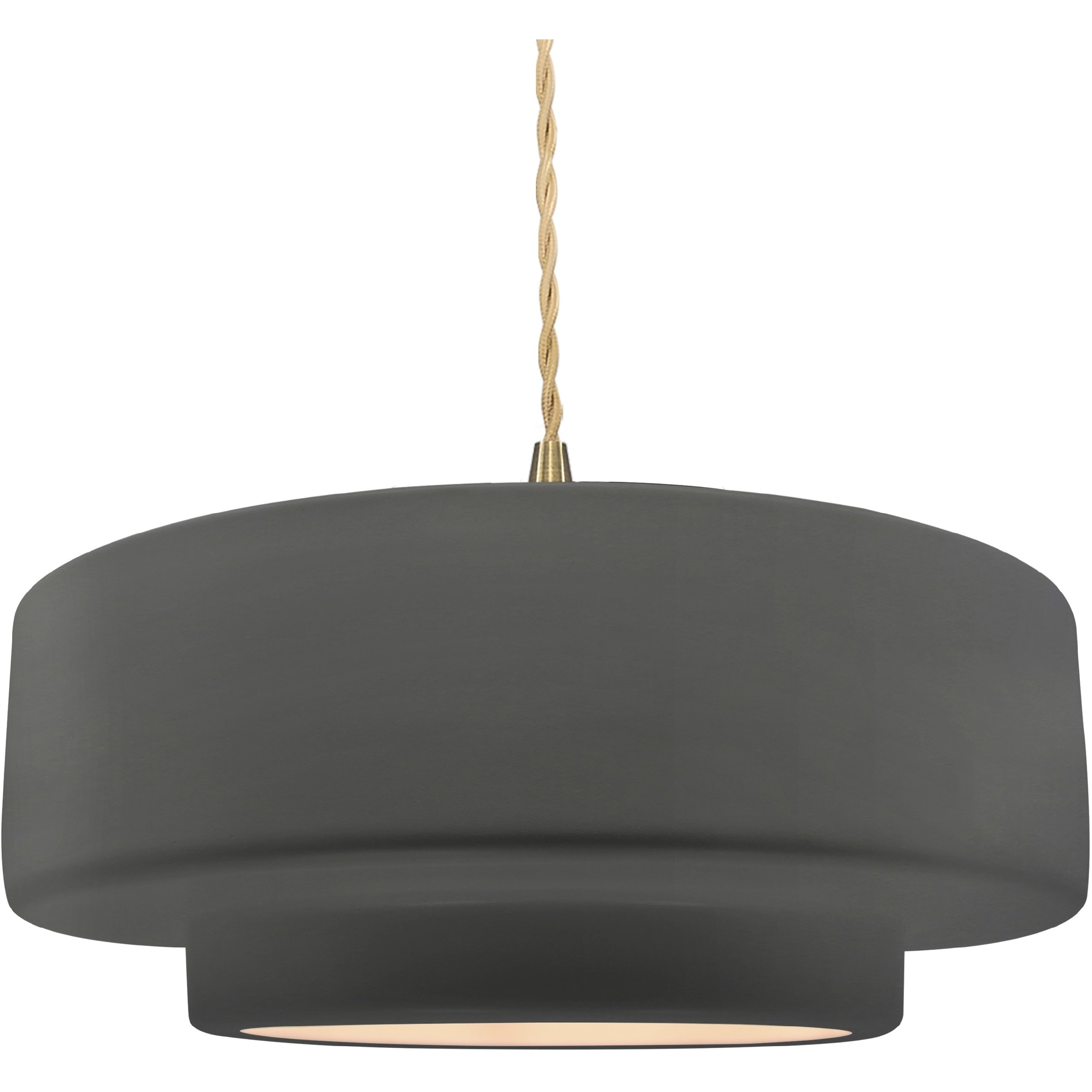 Radiance Collection - Tier Pendant Ceiling Light in Brushed Brass, Replaceable Bulb, Beige Twist Cord, Gloss Gray, 16.25W x 6H, Form+Finish+Function