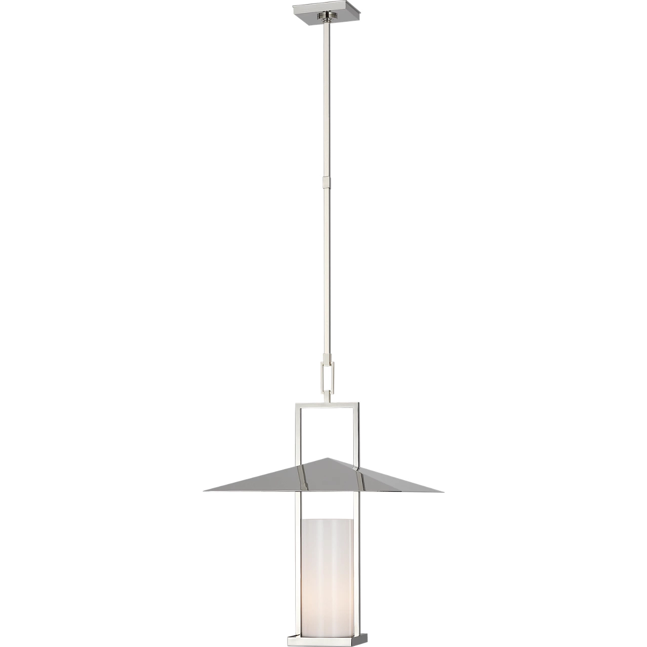 Ray Booth Amity LED 18 inch Polished Nickel Lantern Pendant Ceiling Light in White Glass