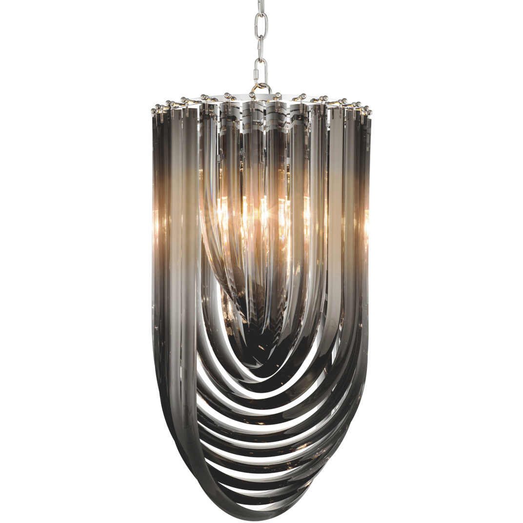 Murano 4 Light 13.78 inch Smoke Acrylic and Nickel Chandelier Ceiling Light in Smoke Acrylic with Nickel