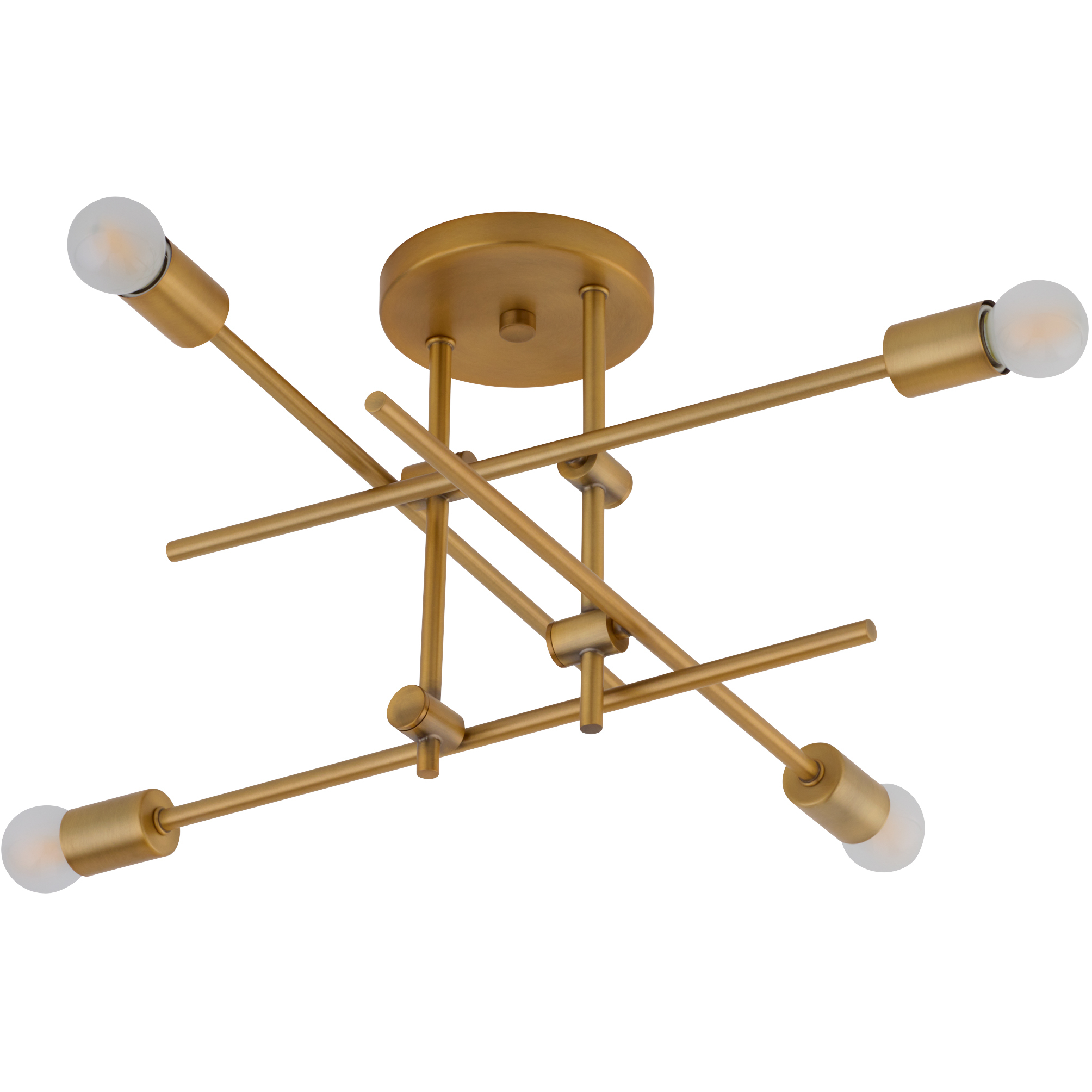 Mika 4 Light 20 inch Brushed Brass Semi-Flush Mount Ceiling Light