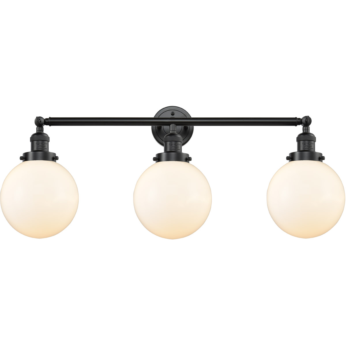 Franklin Restoration Large Beacon LED 32 inch Oil Rubbed Bronze Bath Vanity Light Wall Light in Matte White Glass, Franklin Restoration