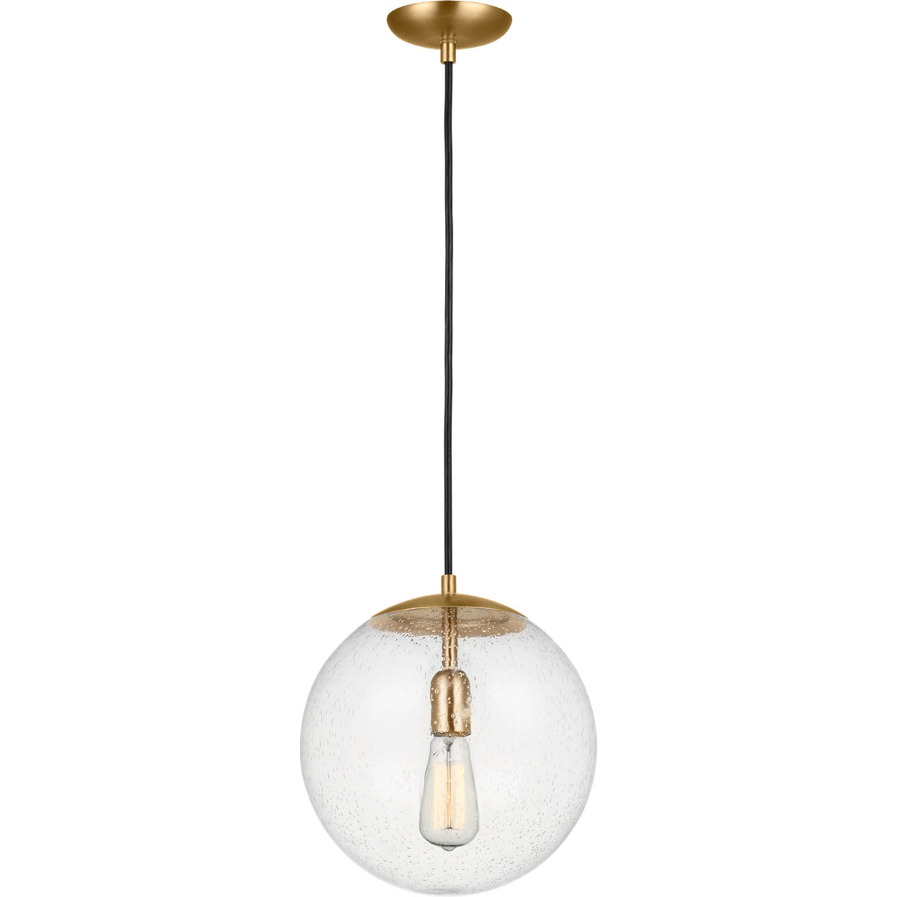 Leo - Hanging Globe 1 Light 12 inch Satin Brass Pendant Ceiling Light