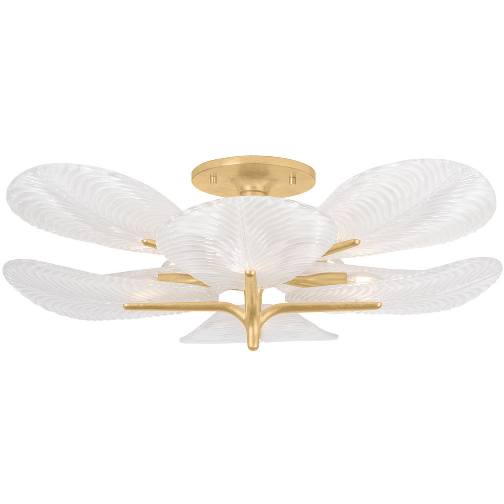 Kamal 8 Light 43 inch Vintage Gold Leaf Semi Flush Ceiling Light