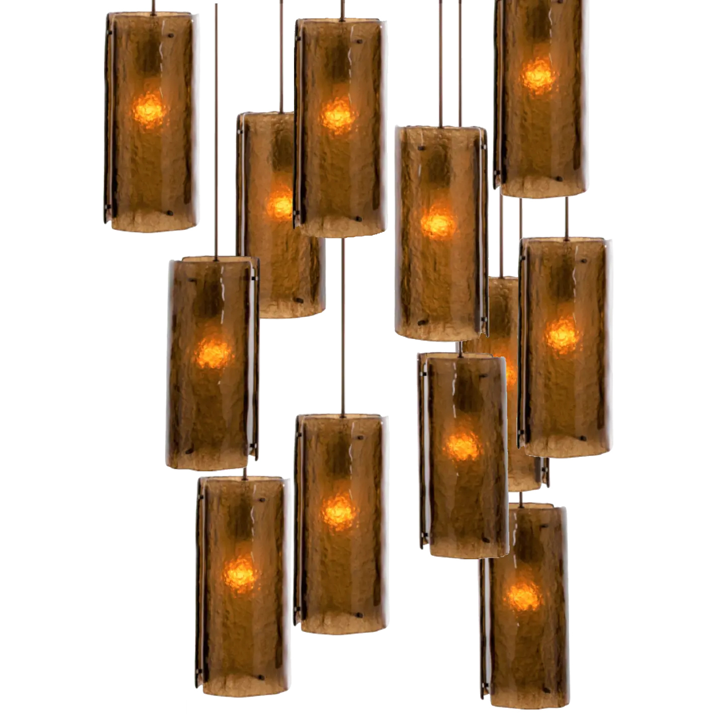 Textured Glass 12 Light 33.9 inch Novel Brass Multi-Pendant Ceiling Light
