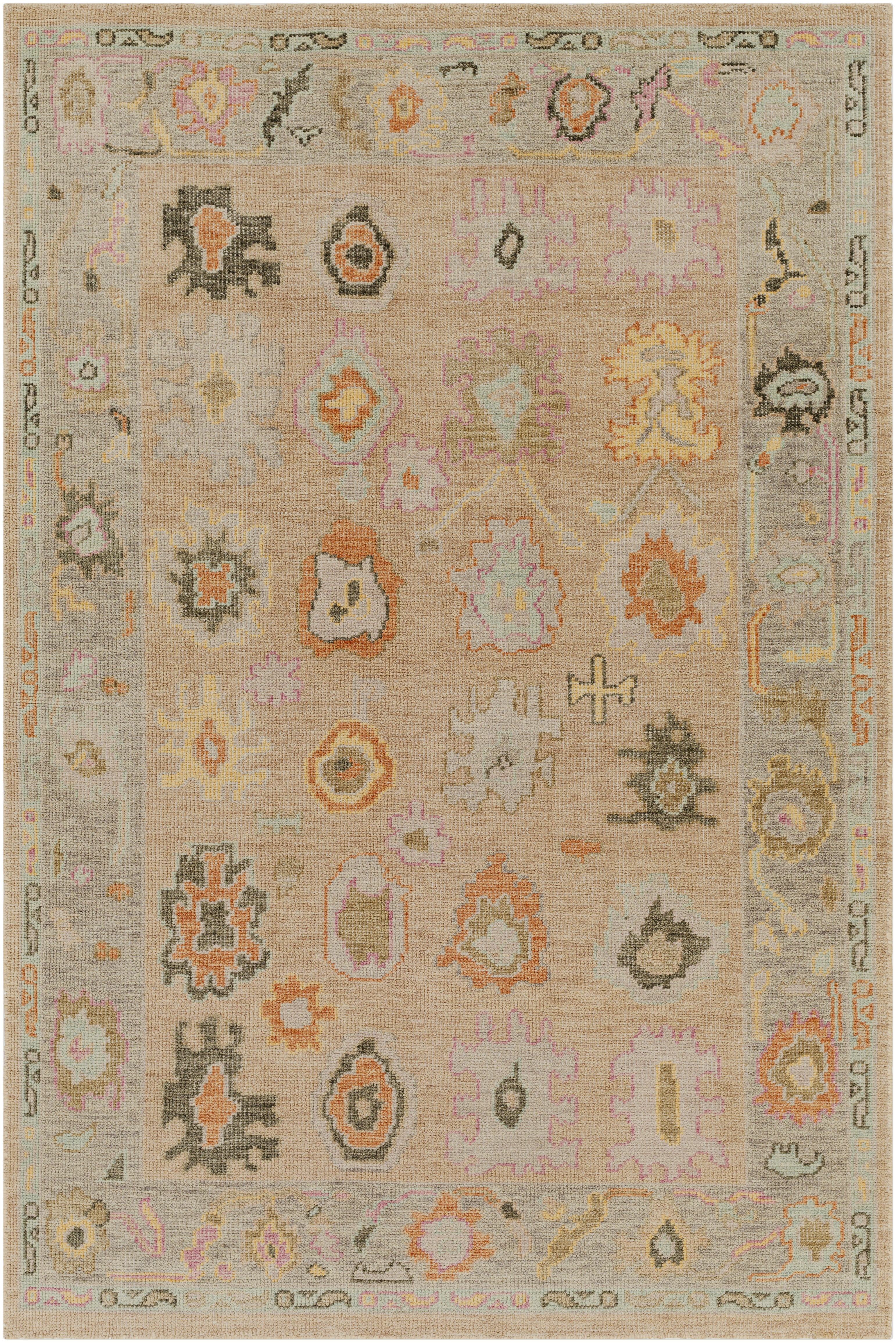 Kars 108 X 72 inch Orange Rug, Rectangle