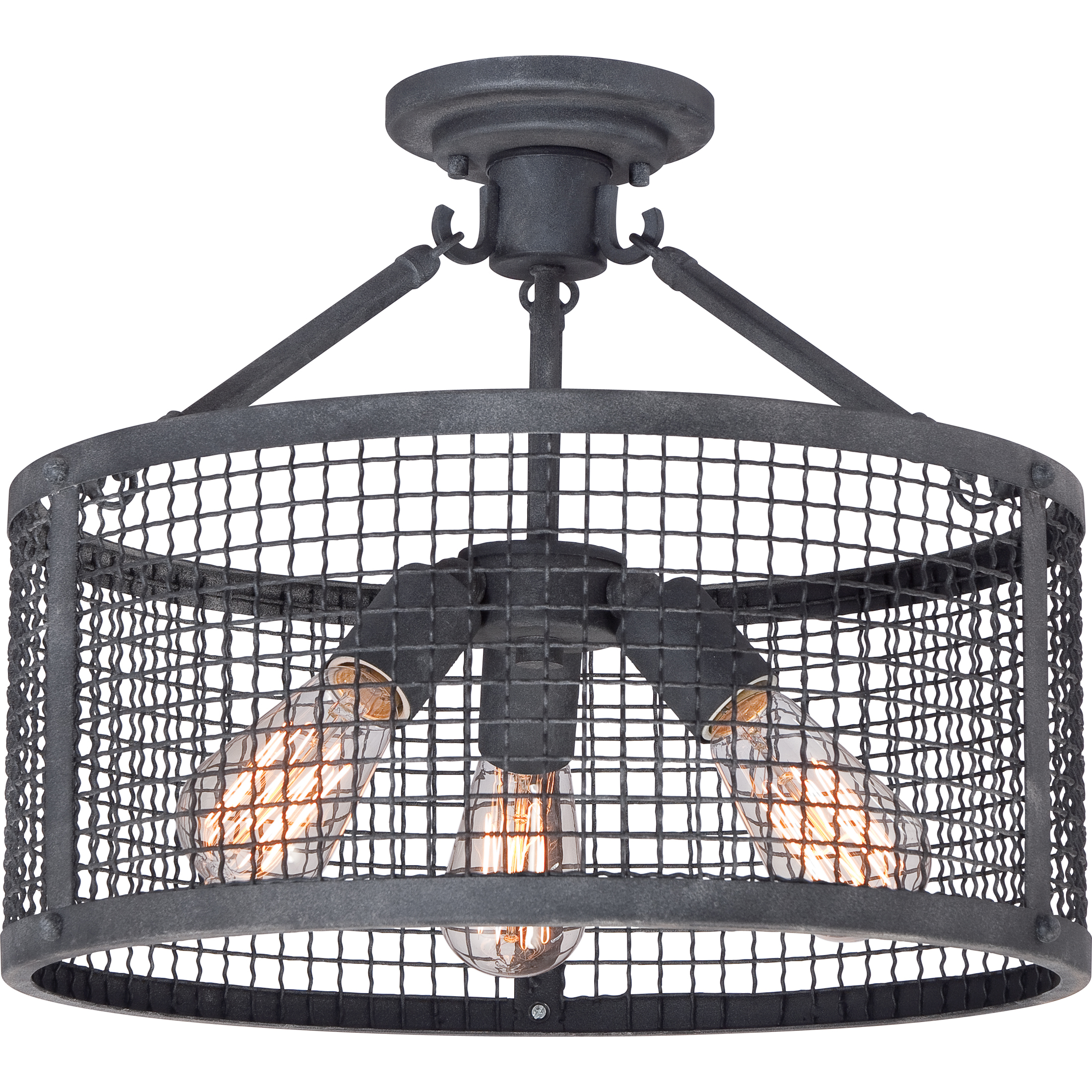 Wilder 3 Light 16 inch Mottled Black Semi-Flush Mount Ceiling Light