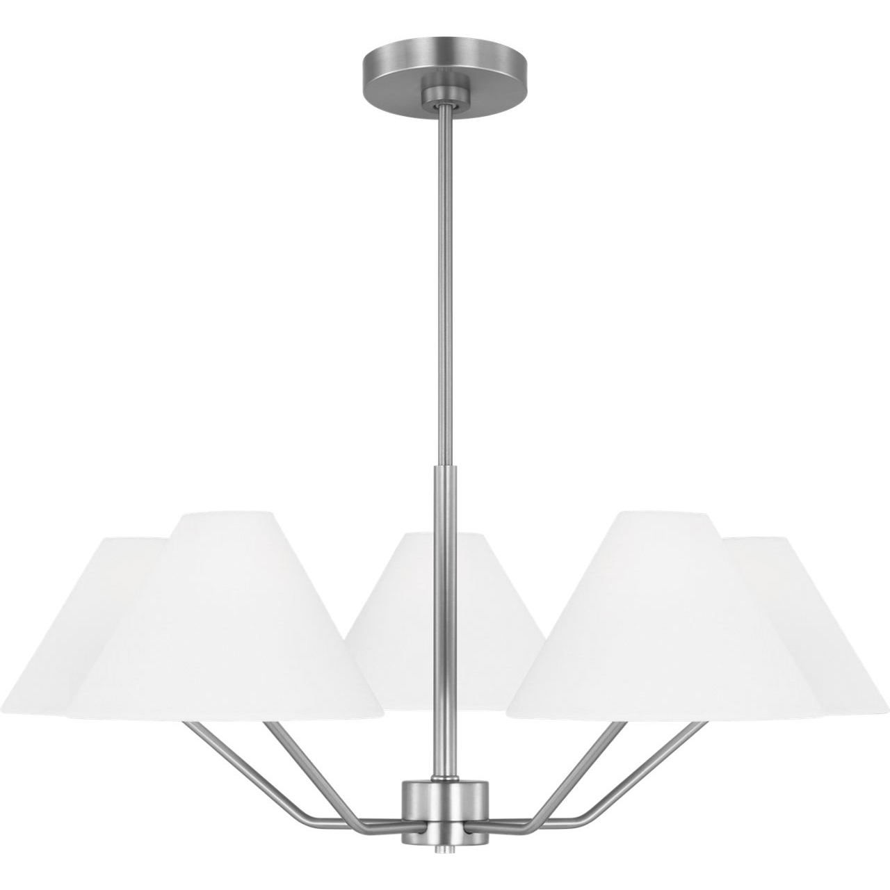 Drew & Jonathan Burke 5 Light 30 inch Brushed Steel Chandelier Ceiling Light