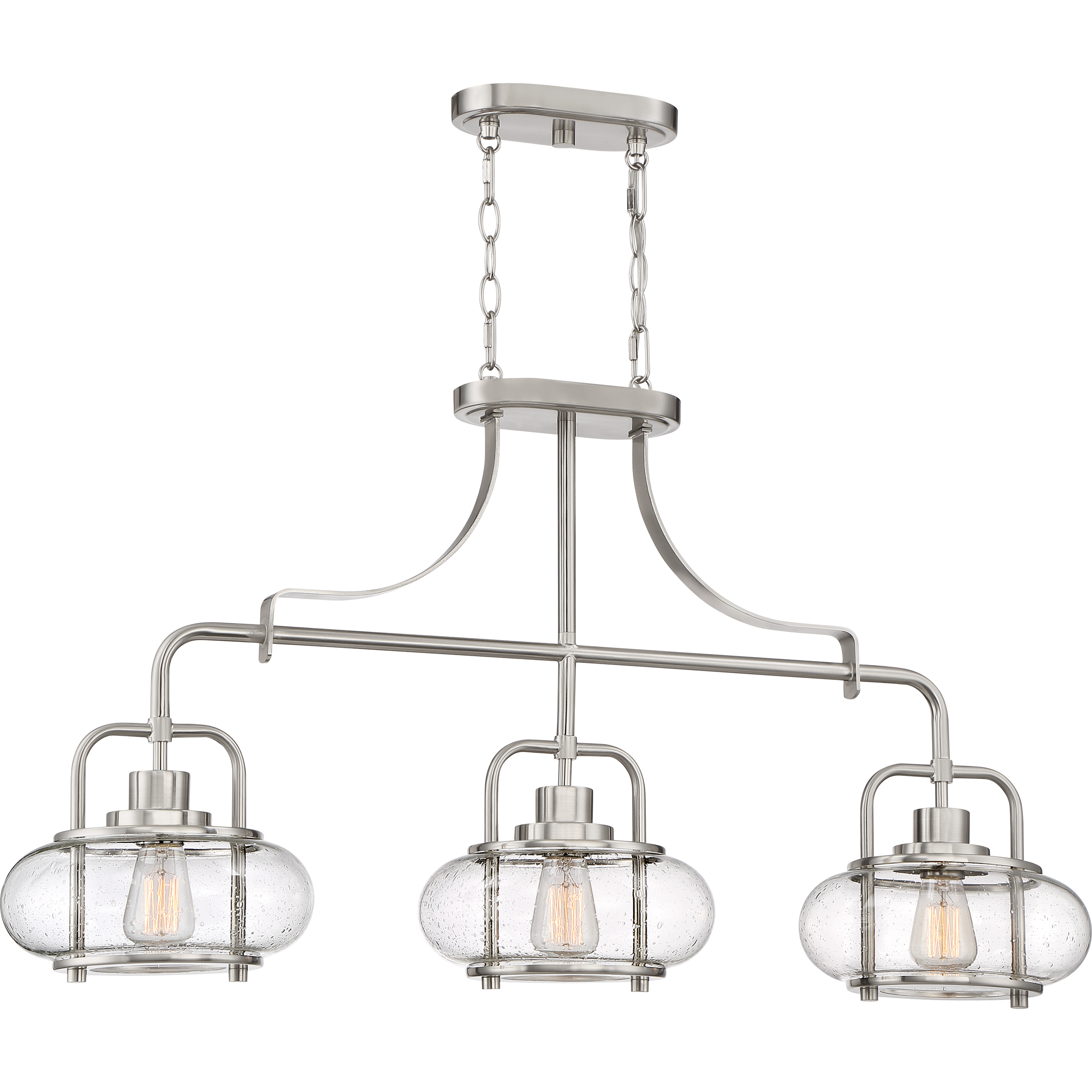 Trilogy 3 Light 38 inch Brushed Nickel Island Chandelier Ceiling Light