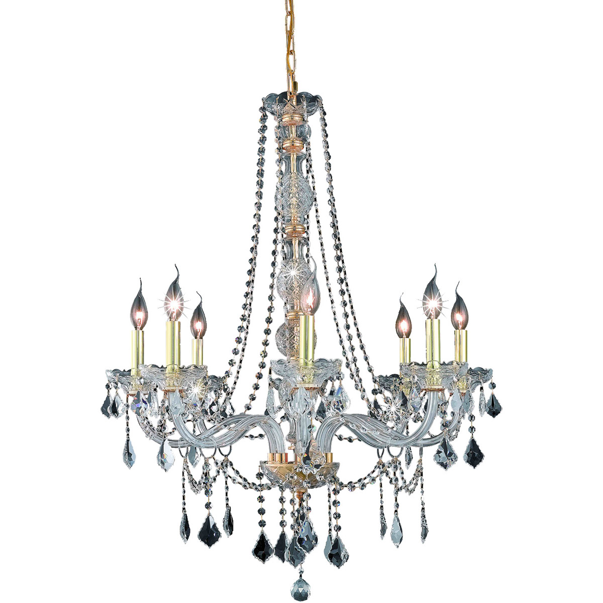 Verona 8 Light 28 inch Gold Dining Chandelier Ceiling Light in Clear, Royal Cut
