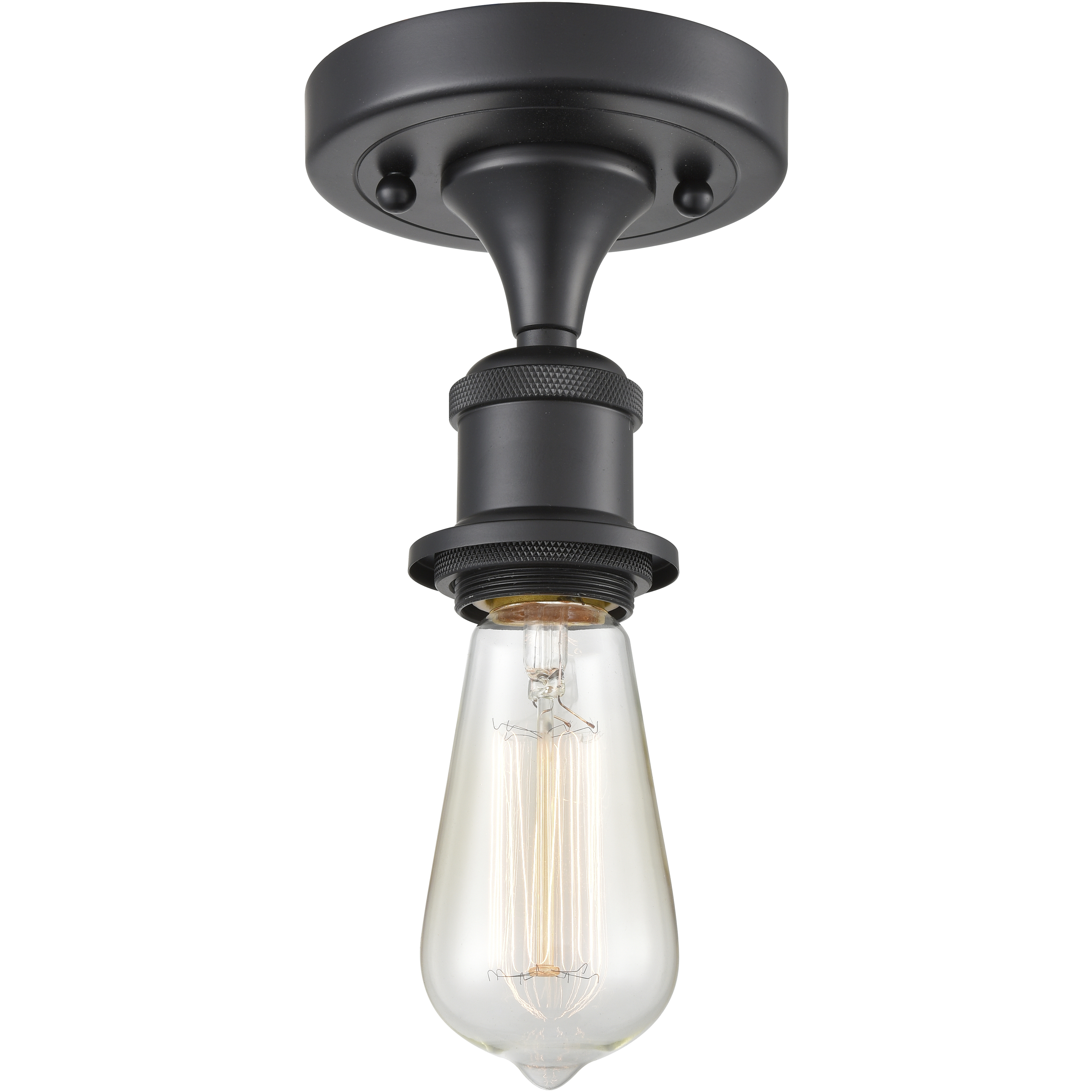 Edison Bare Bulb 1 Light 2 inch Matte Black Semi-Flush Mount Ceiling Light 