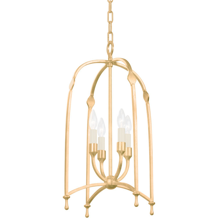 Rhett 4 Light 15 inch Vintage Gold Leaf Foyer Lantern Ceiling Light
