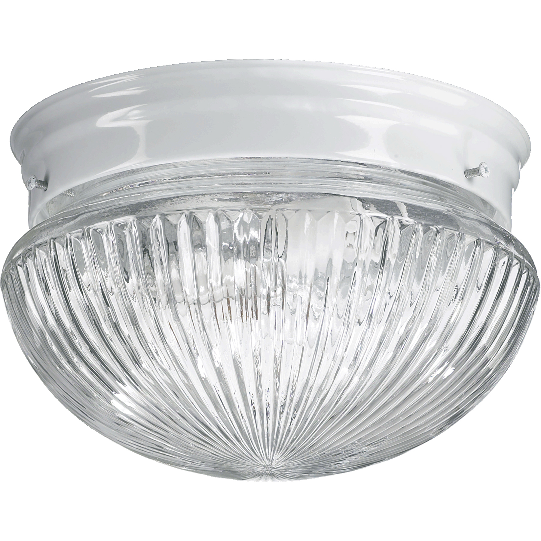 Ribbed Mushroom 2 Light 9.5 inch White Flush Mount Ceiling Light