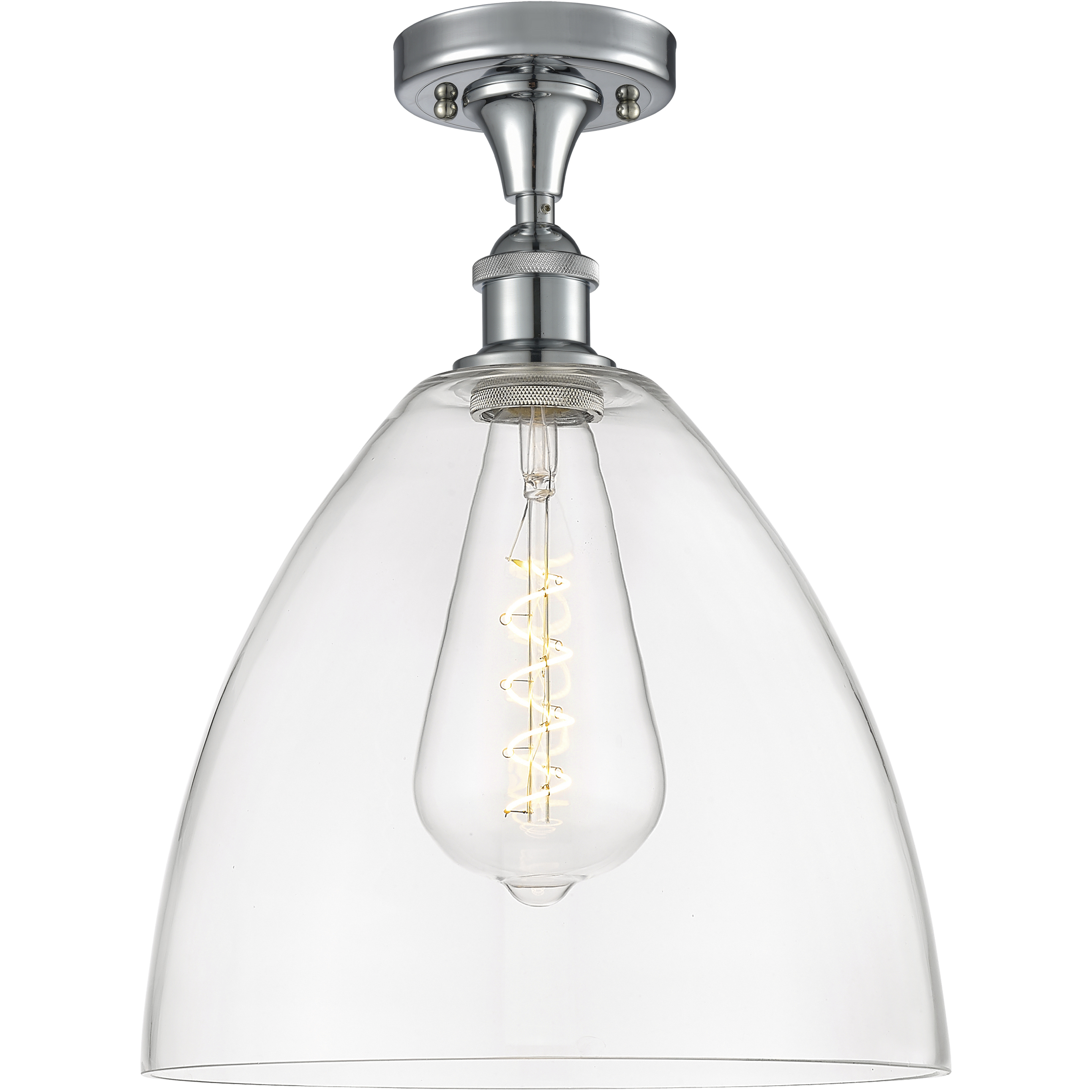 Edison Bristol Glass 1 Light 12 inch Polished Chrome Semi-Flush Mount Ceiling Light in Clear Glass
