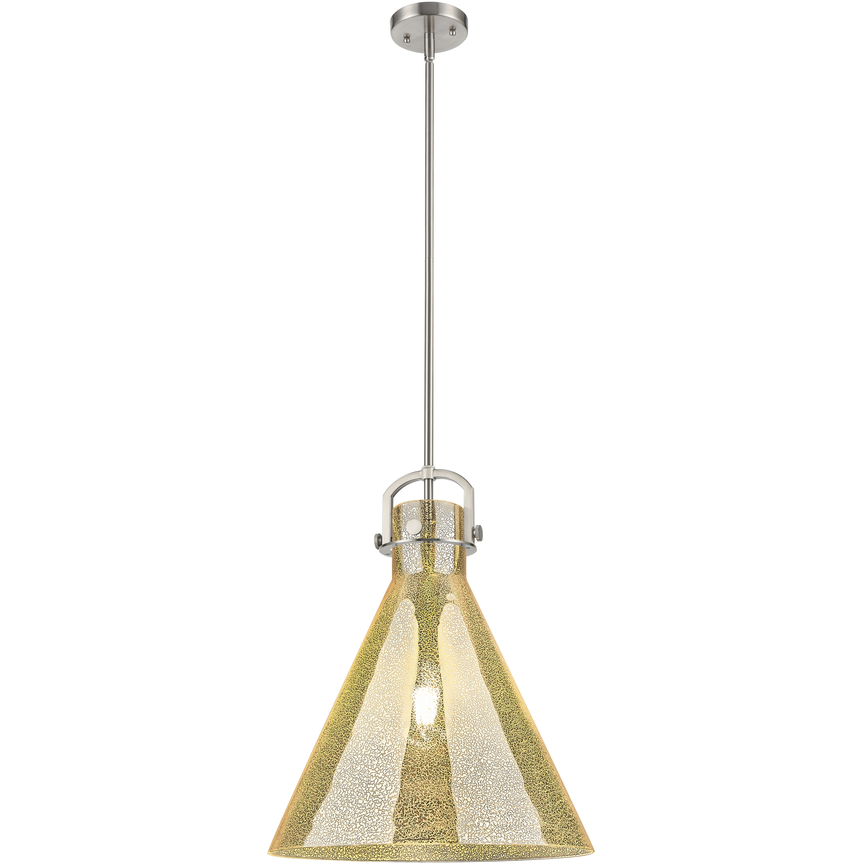 Newton Cone 1 Light 16 inch Satin Nickel Pendant Ceiling Light in Mercury Glass